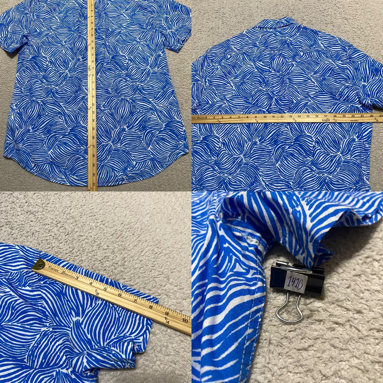 J.Crew J.CREW Shirt Geometric Short Sleeve Button-Down 100% Cotton Blue Mens M Size US M / EU 48-50 / 2 - 8 Thumbnail