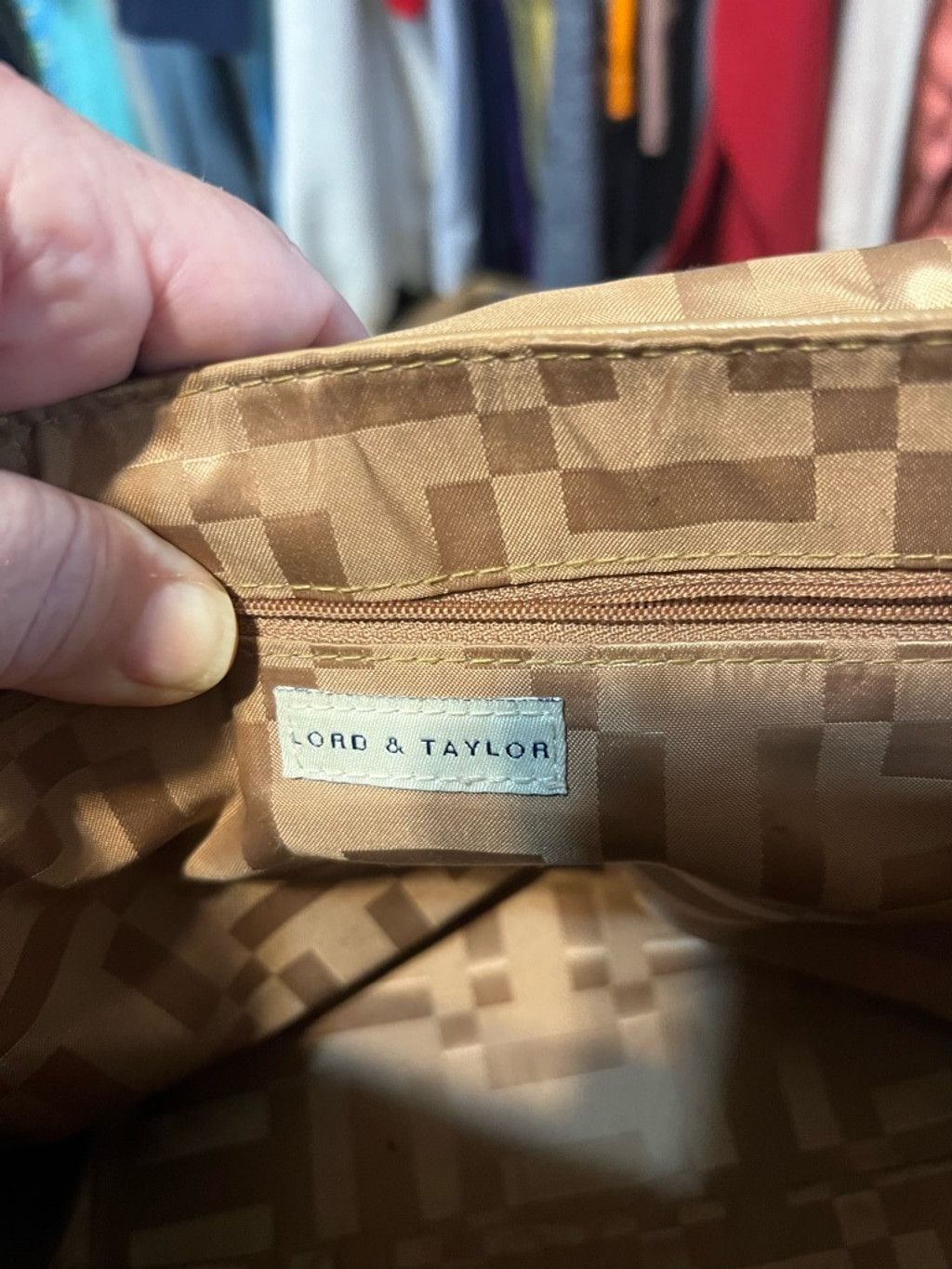 Lord & Taylor Women's Lord & Taylor Tan Leather Shoulder Bagu in Size ONE SIZE - 6 Thumbnail