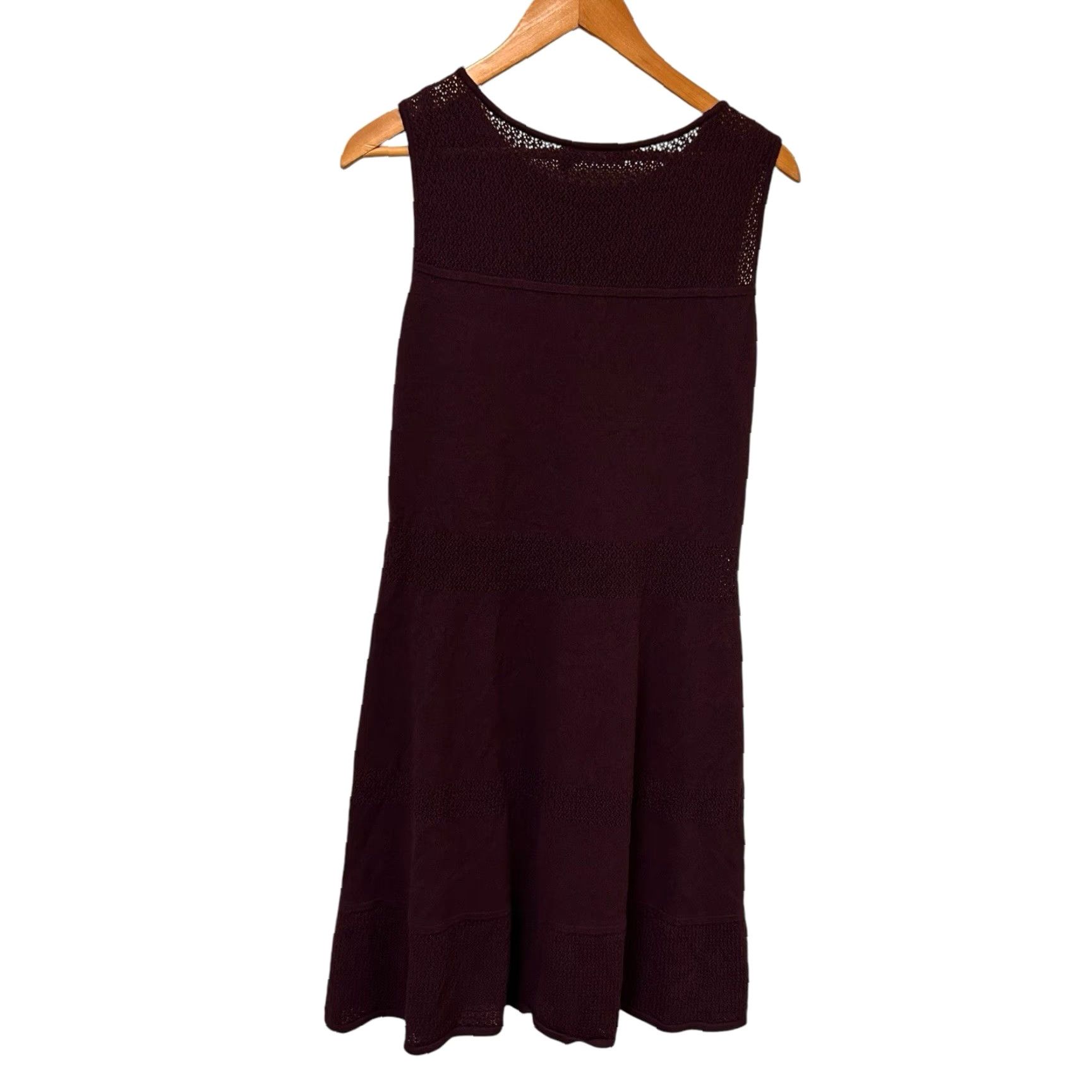 Lauren Ralph Lauren Sleeveless Knit Midi Dress L Purple Plum Marsala Cotton  Blend Knit with Liner