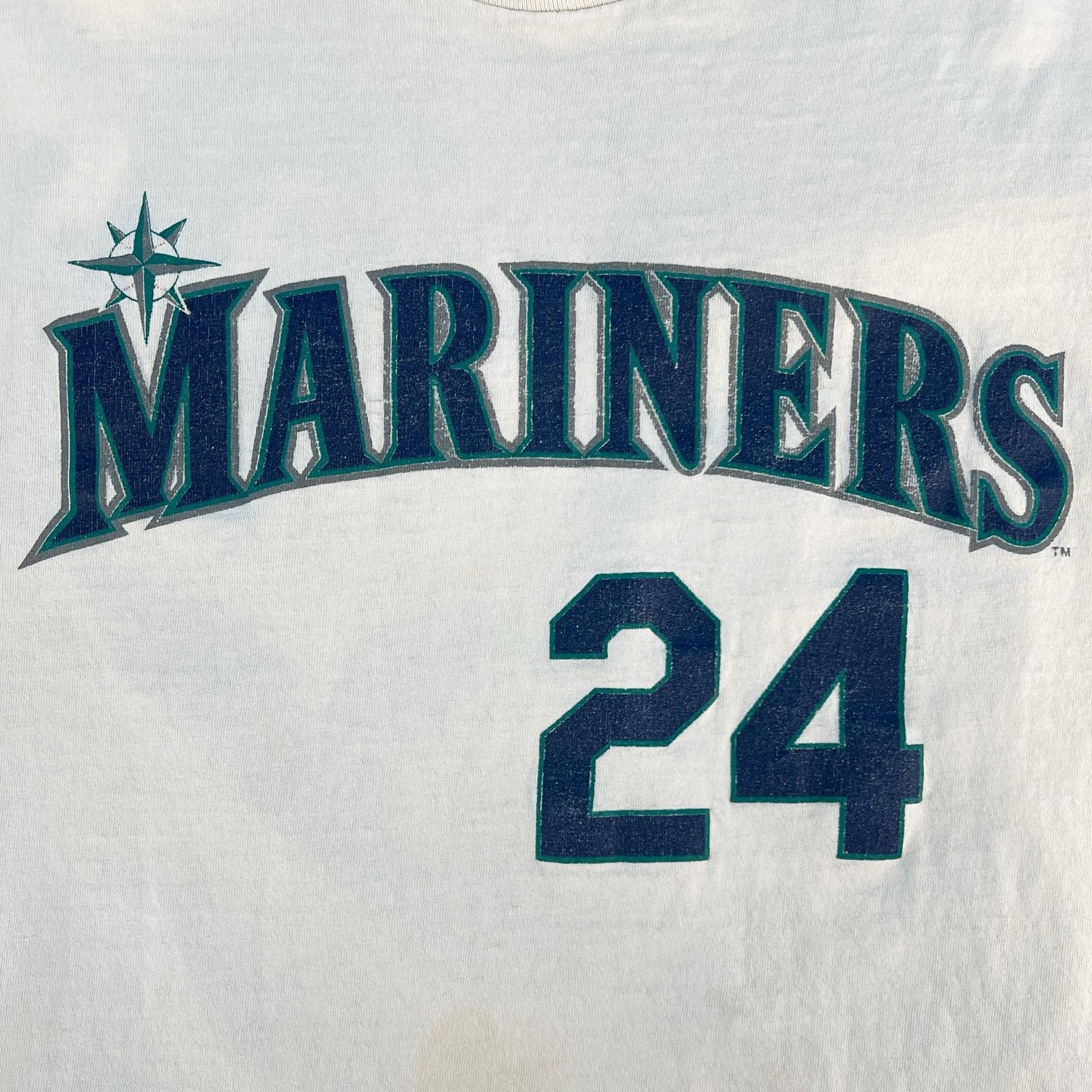 Majestic × Vintage 90s MLB Seattle Mariners Ken Griffey Jr tshirt 1990 vintage Size US L / EU 52-54 / 3 - 3 Thumbnail