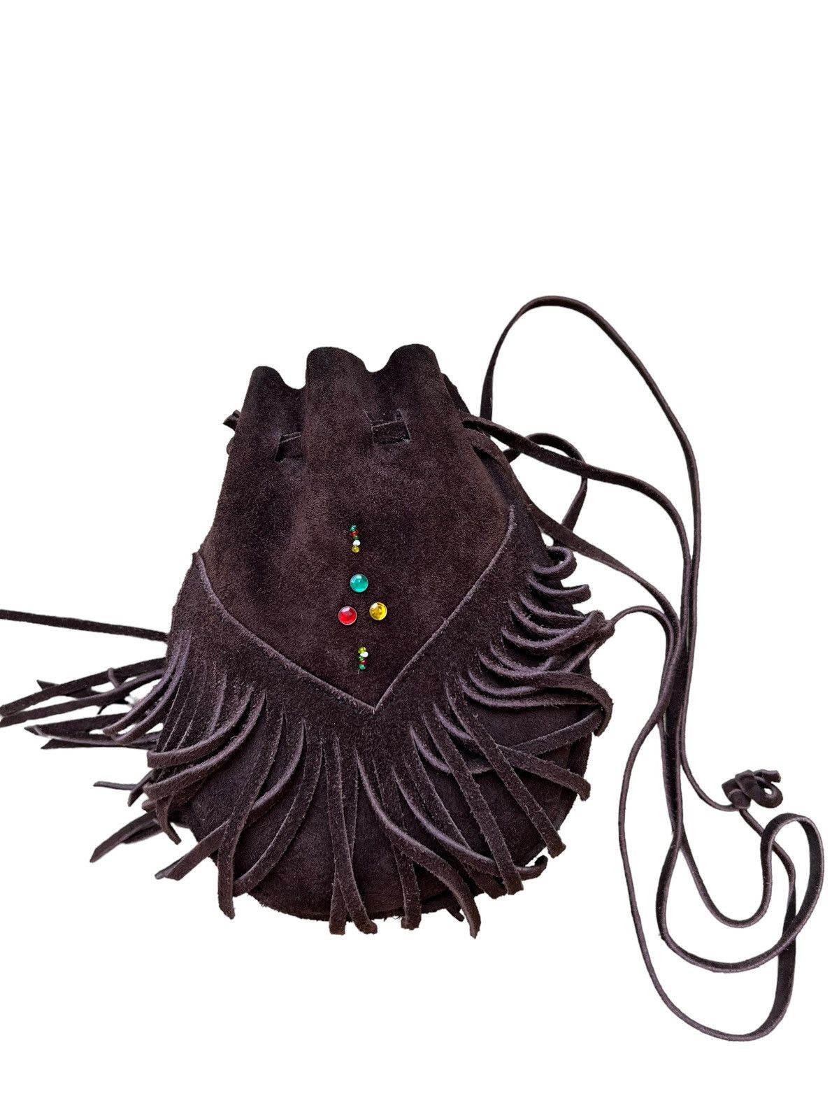 Leather Vintage Unknown Japan Brown Suede Leather Mini Fringe Bag Size ONE SIZE - 15 Thumbnail