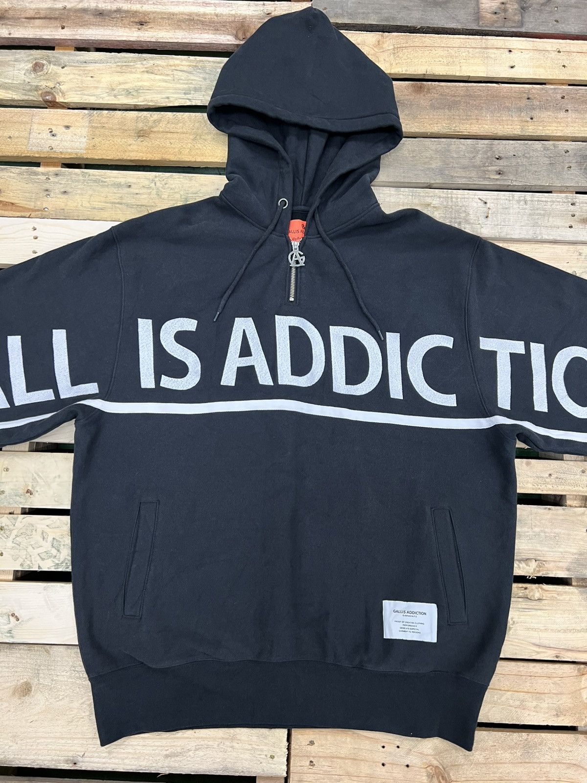 Japanese Brand GALLIS ADDICTION BIG SPELLOUT HOODIE Size US L / EU 52-54 / 3 - 2 Thumbnail