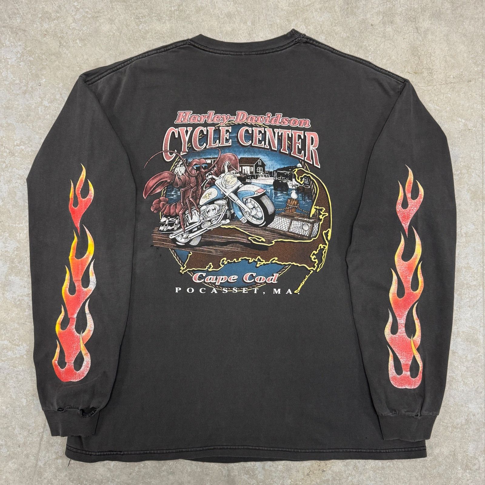 Harley Davidson Vintage Harley Davidson Flame Longsleeve Size US XL / EU 56 / 4 - 2 Thumbnail