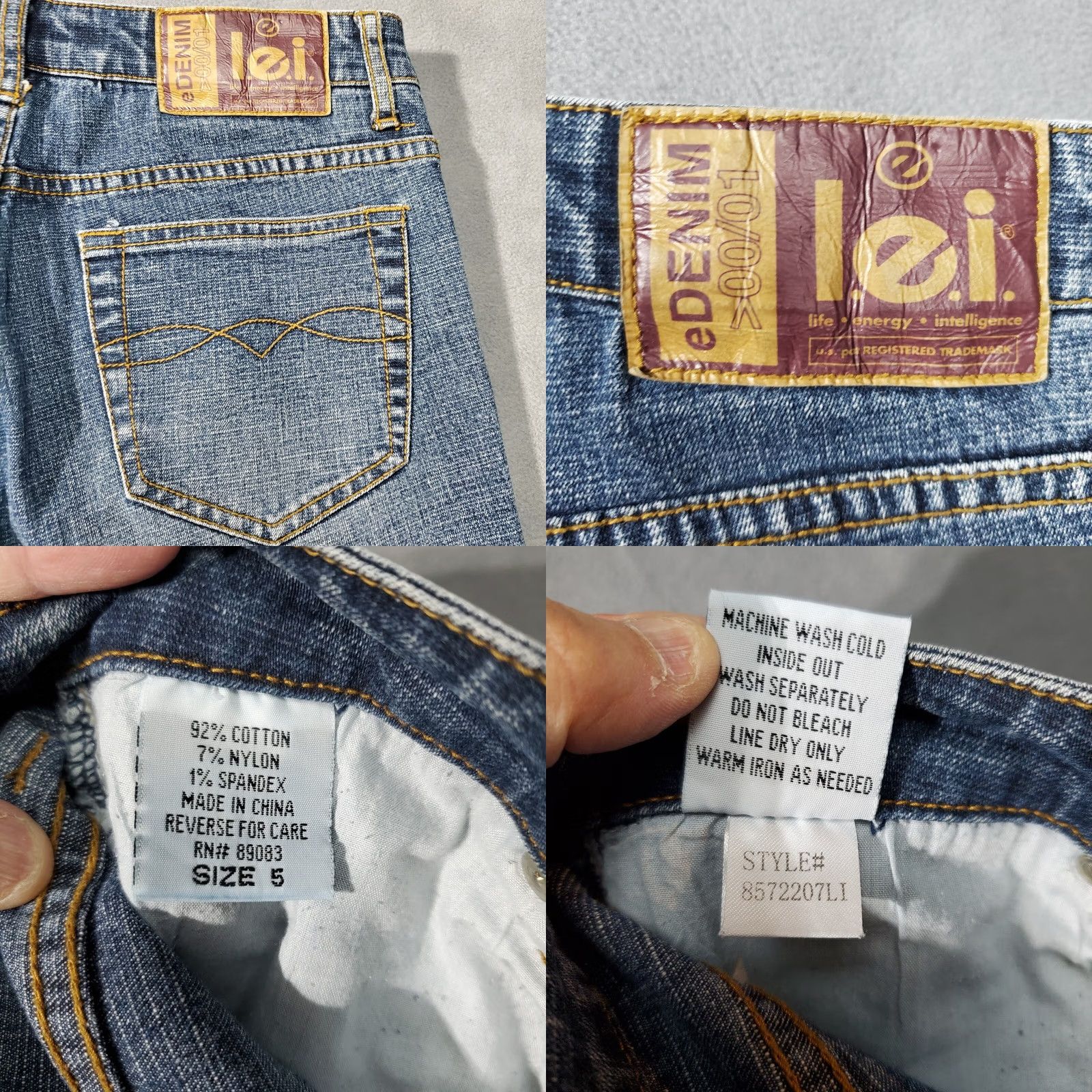 Vintage VINTAGE Lei Jeans Womens Capri Denim 28 X 21.5 Blue Mid Rise Size 5 90s Bohemian Stretch Jeans Womens Size 27" / US 4 / IT 40 - 9 Thumbnail