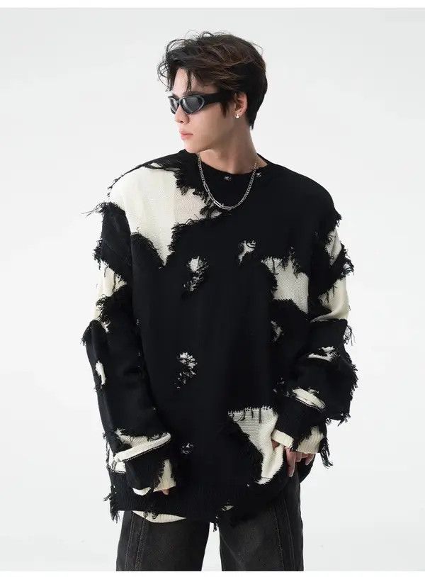VIBE Retro hip hop star distressed oversized sweater knitwear Size US L / EU 52-54 / 3 - 6 Thumbnail