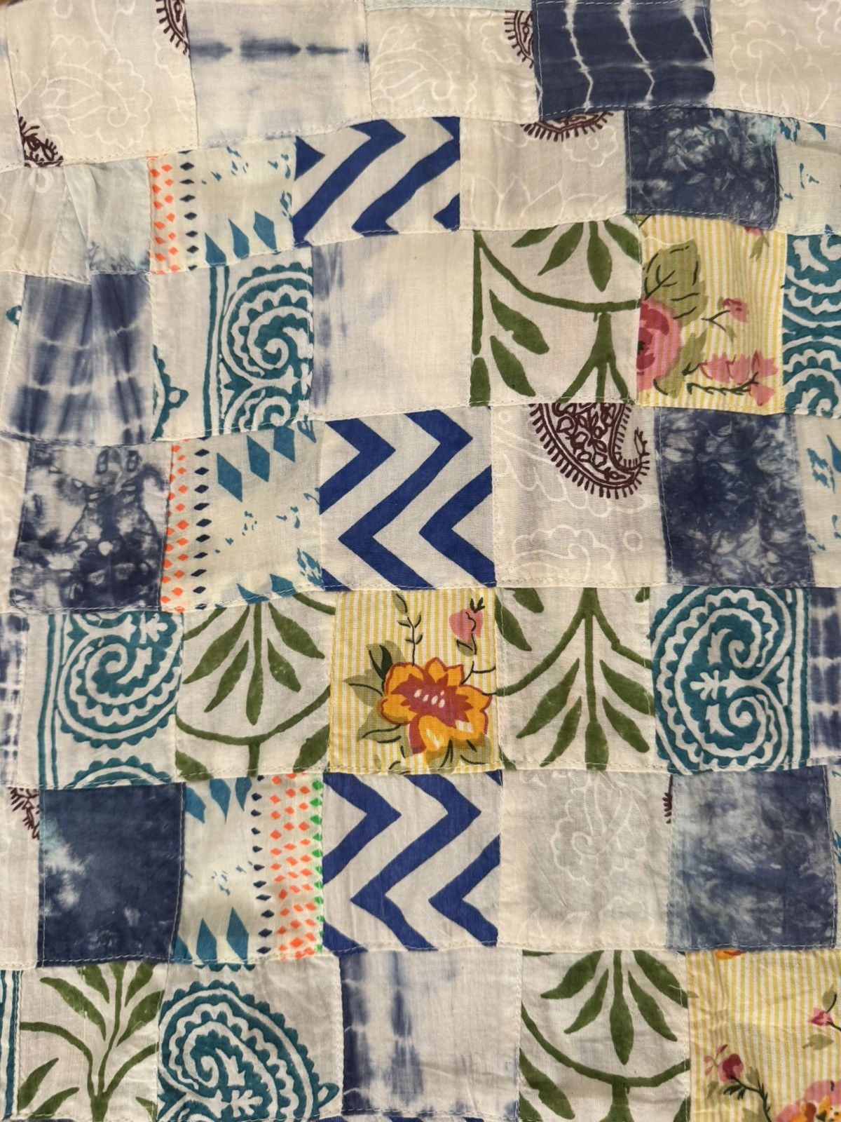 Engineered Garments Engineered Garments White Blue Patchwork Ethno Print Camp Size US XS / EU 42 / 0 - 22 Thumbnail