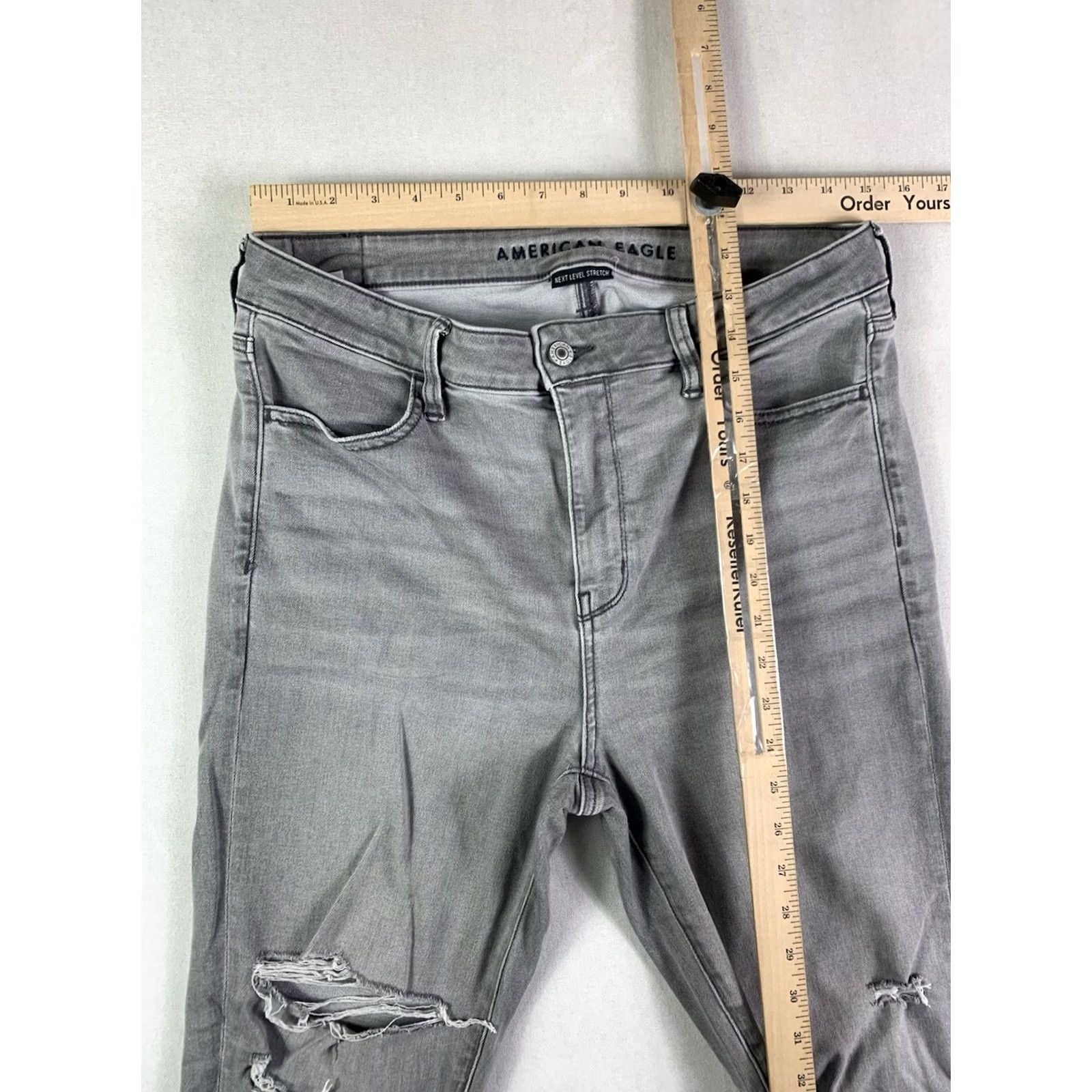 American Eagle Outfitters VINTAGE American Eagle Jegging Gray Hi-Rise Next Level Stretch Size 10 Long (Fit 32x31) Womens Size 24" / US 00 / IT 34 - 6 Thumbnail