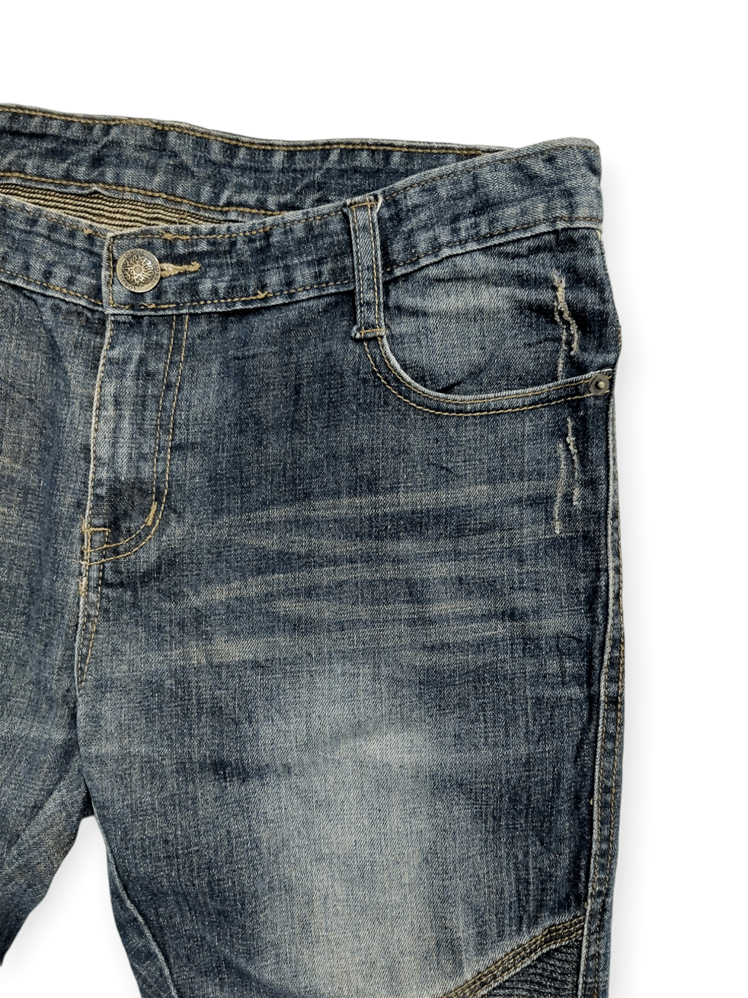Vintage 🔥 Longli Zipped Flare Punk Biker Denim Size US 33 - 8 Thumbnail