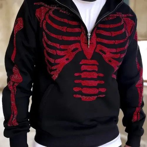 Other Long Sleeve Rhinestone Skeleton zip up hoodie Size US L / EU 52-54 / 3 - 4 Thumbnail