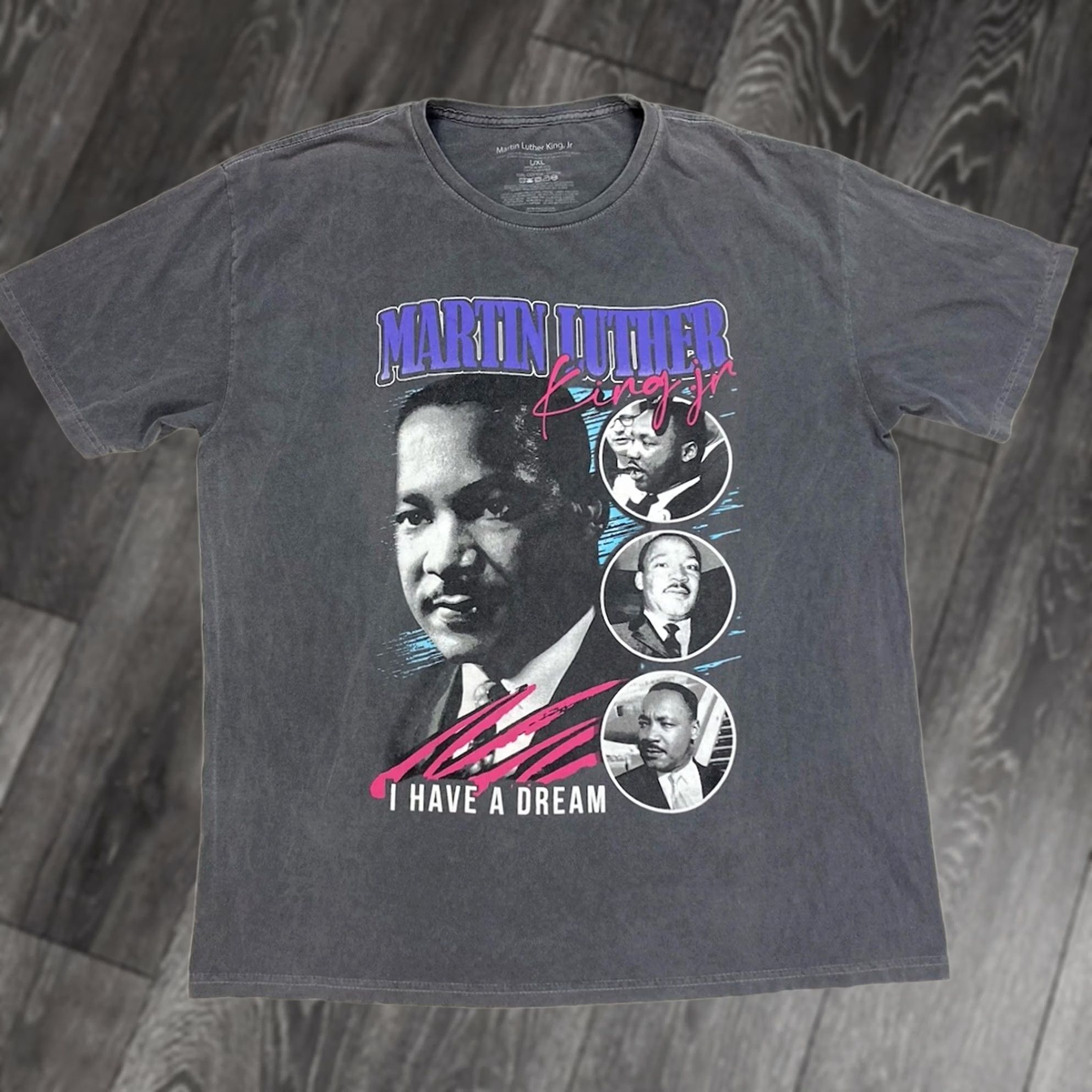 Vintage Martin Luther King MLK T-Shirt Men XL Gray Short Sleeve Graphic Size US XL / EU 56 / 4 - 1 Thumbnail