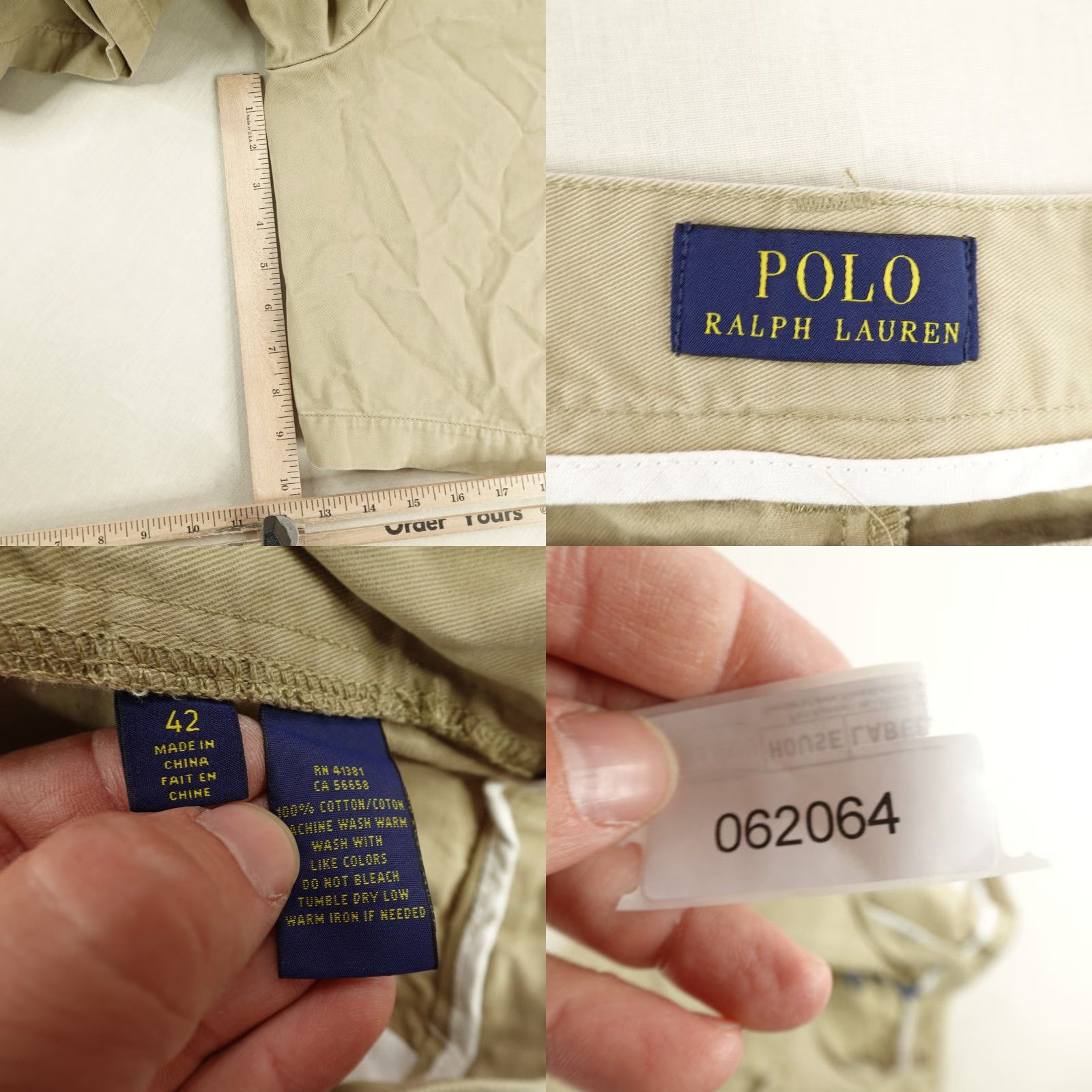 Polo Ralph Lauren Polo Ralph Lauren Shorts Mens 42 Khaki Classic Fit Chino Flat Front Tan Cotton Size US XL / EU 56 / 4 - 8 Thumbnail