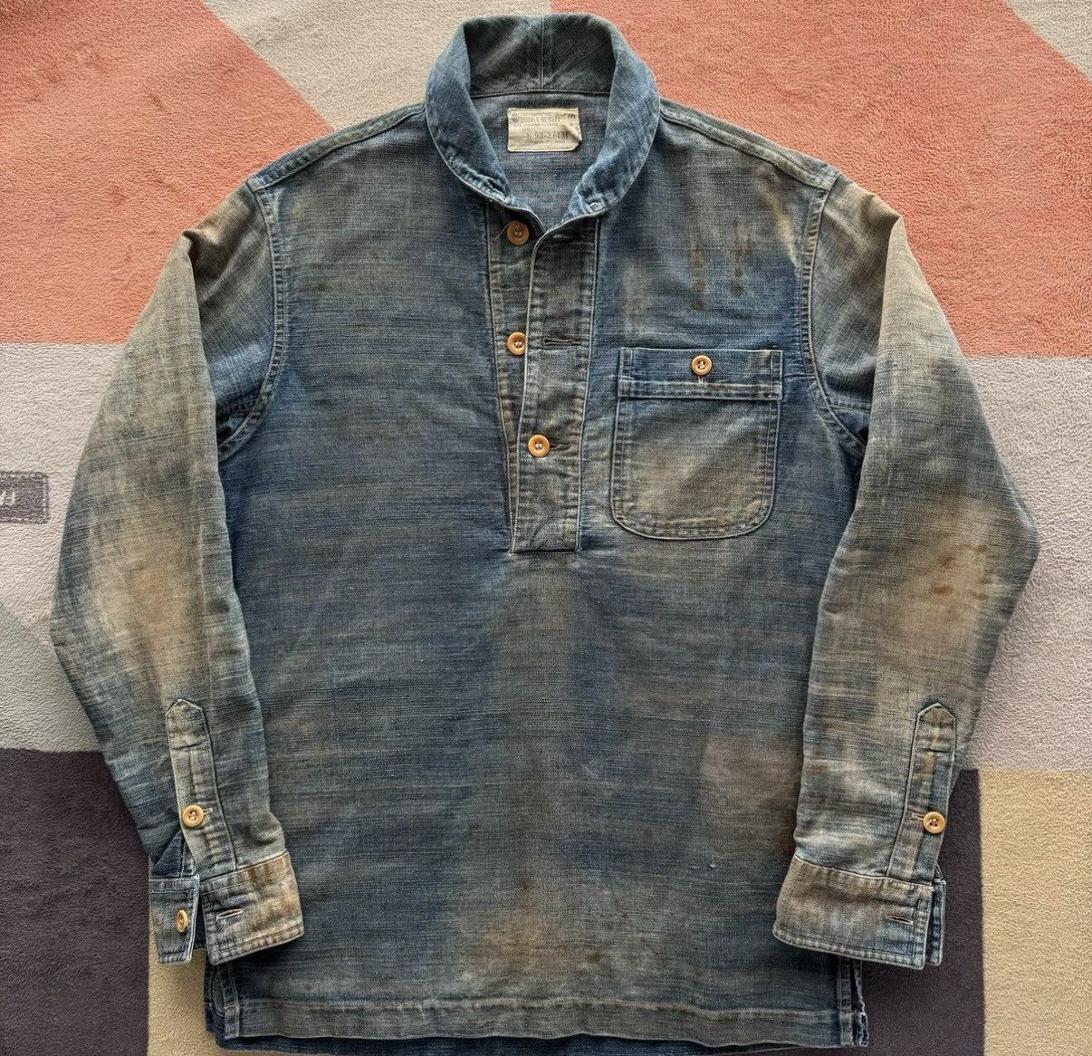 RRL Ralph Lauren Mud-Wash Distressed Denim Shirt Ralph Lauren Double RL K22 Size US S / EU 44-46 / 1 - 1 Thumbnail