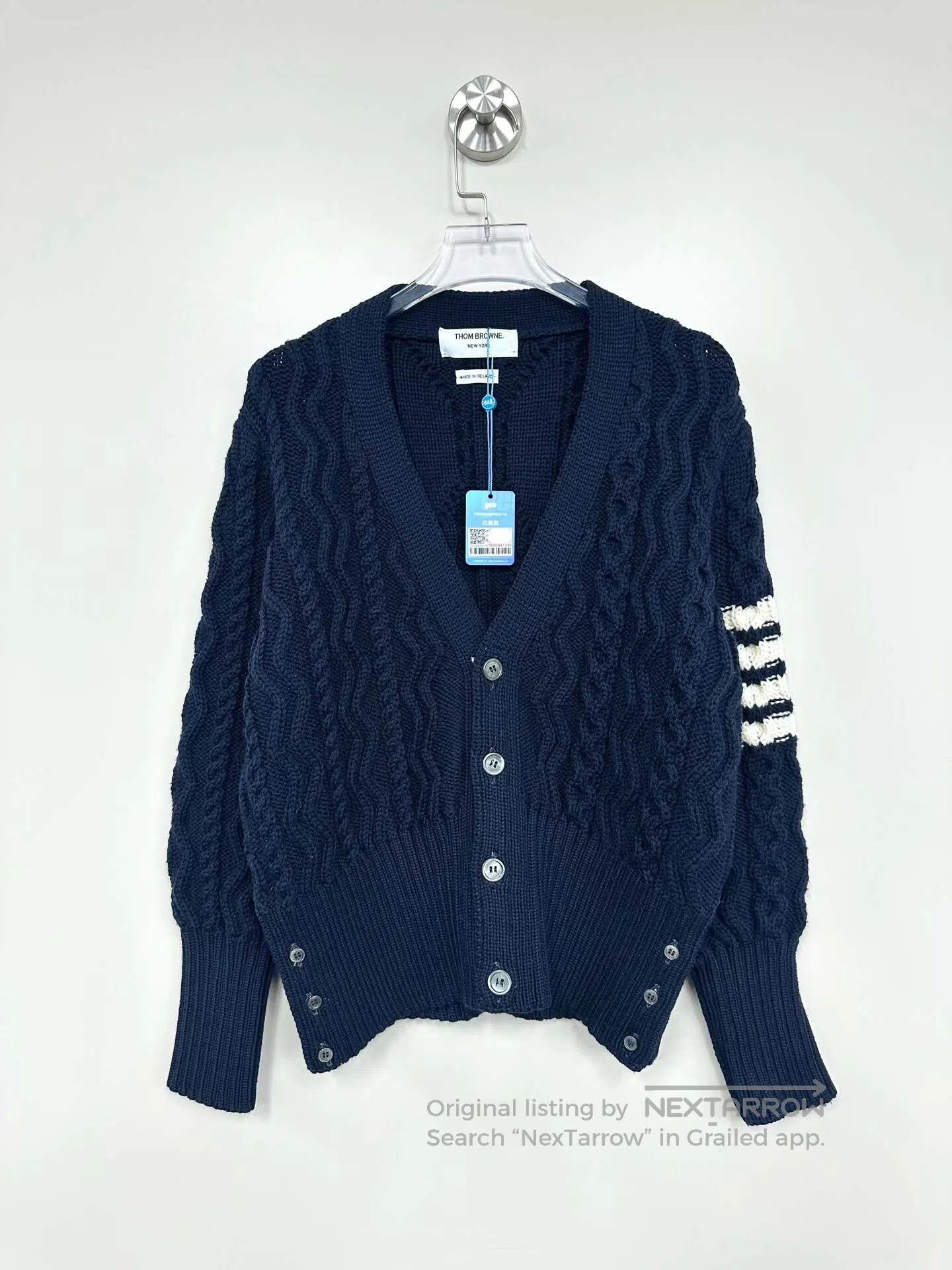 Thom Browne Thom Browne Dark Blue Tweed Four Stripe Knit Cardigan Jack Size US S / EU 44-46 / 1 - 1 Thumbnail