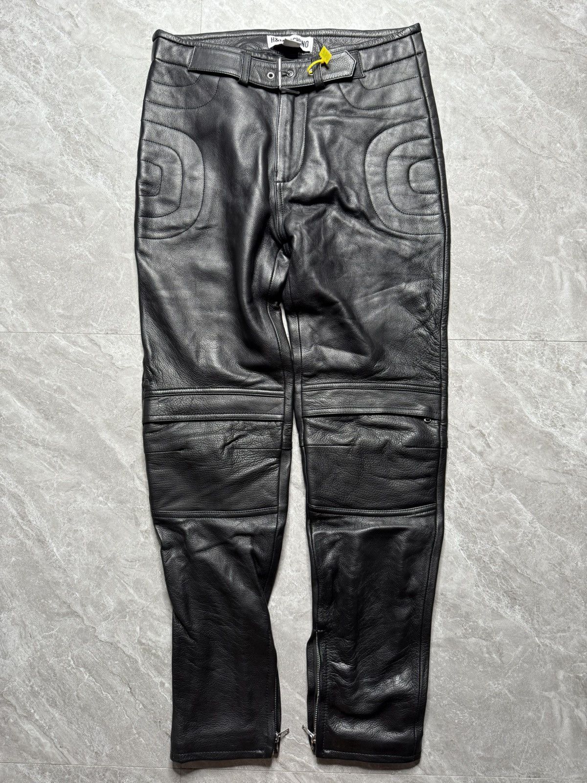 H&M × Moschino H&M x Moschino By jeremy Scott Leather Biker Pants Size US 29 - 2 Thumbnail