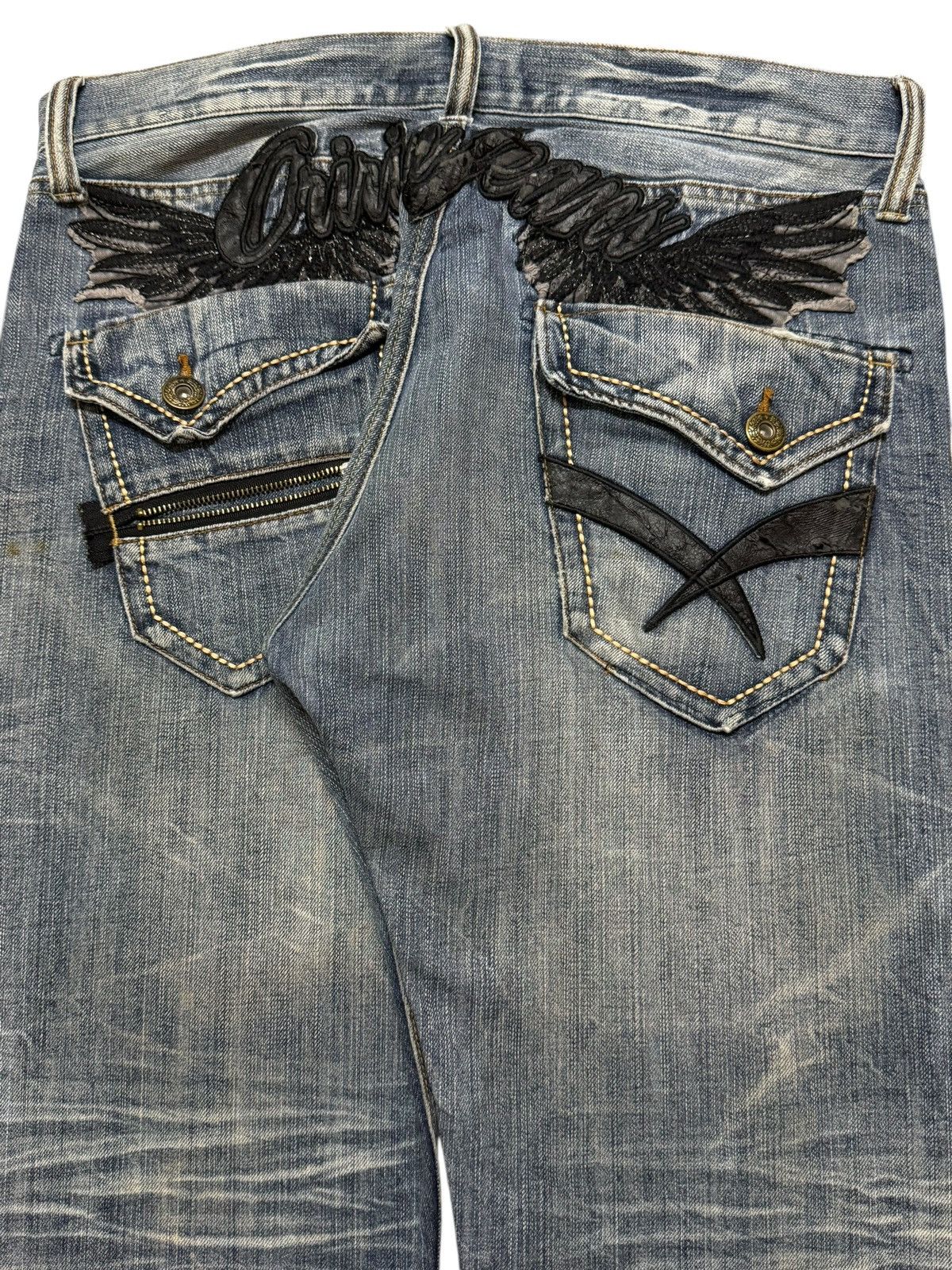 If Six Was Nine Vintage Japanese Brand Mud Wash Faded Distress Straight Leg Size US 34 / EU 50 - 6 Thumbnail