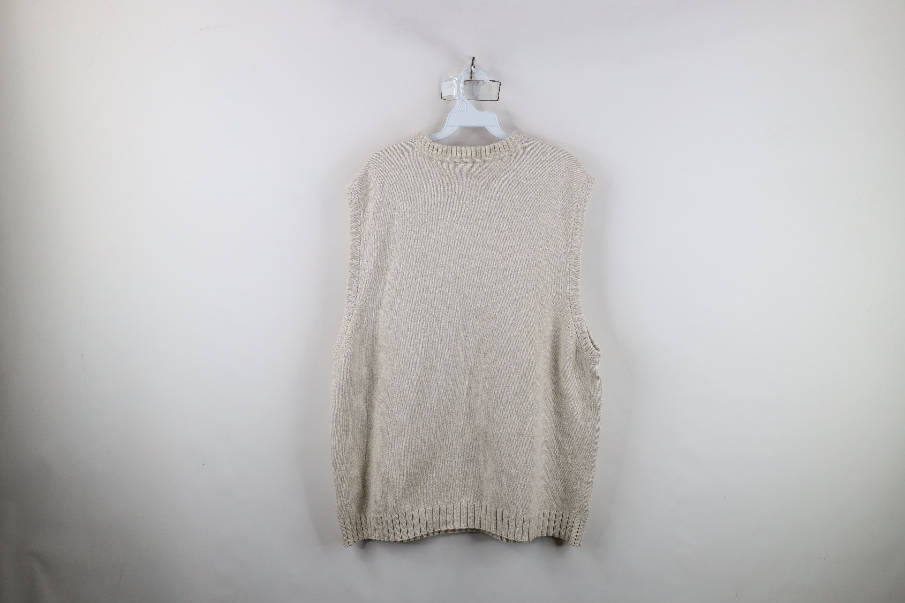 Tommy Hilfiger Vintage 90s Tommy Hilfiger Cotton Knit Sweater Vest Beige Size US XL / EU 56 / 4 - 12 Thumbnail