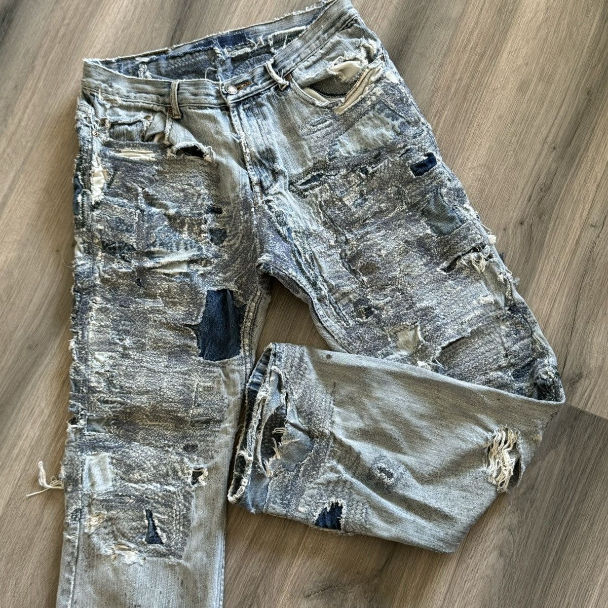 Japanese Brand × Vintage Custom reworked denim patched jeans Size US 30 / EU 46 - 4 Thumbnail