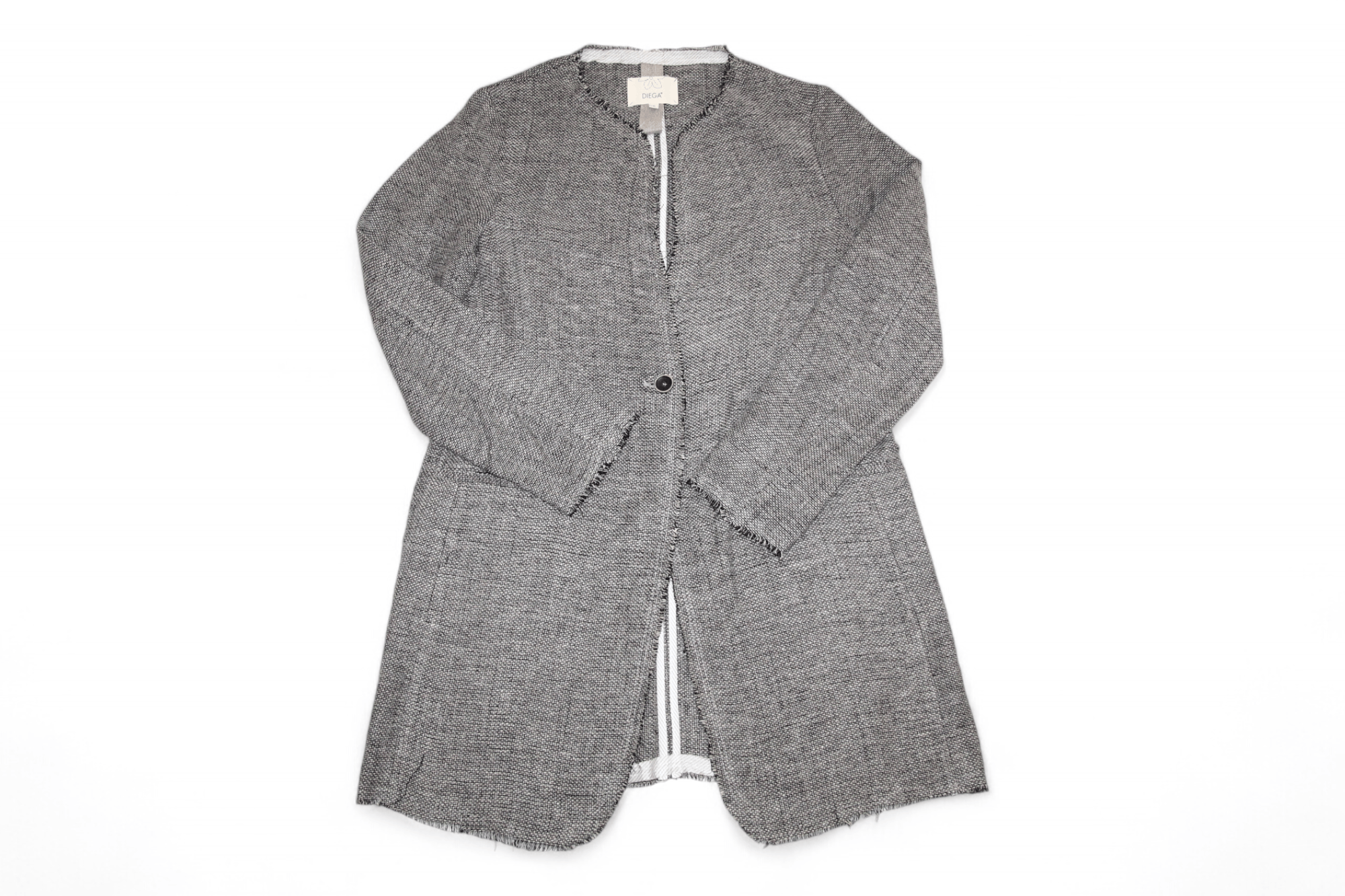 Barbara I Gongini Diega raw cut unlined woven linen blend coat Size L / US 10 / IT 46 - 1 Thumbnail