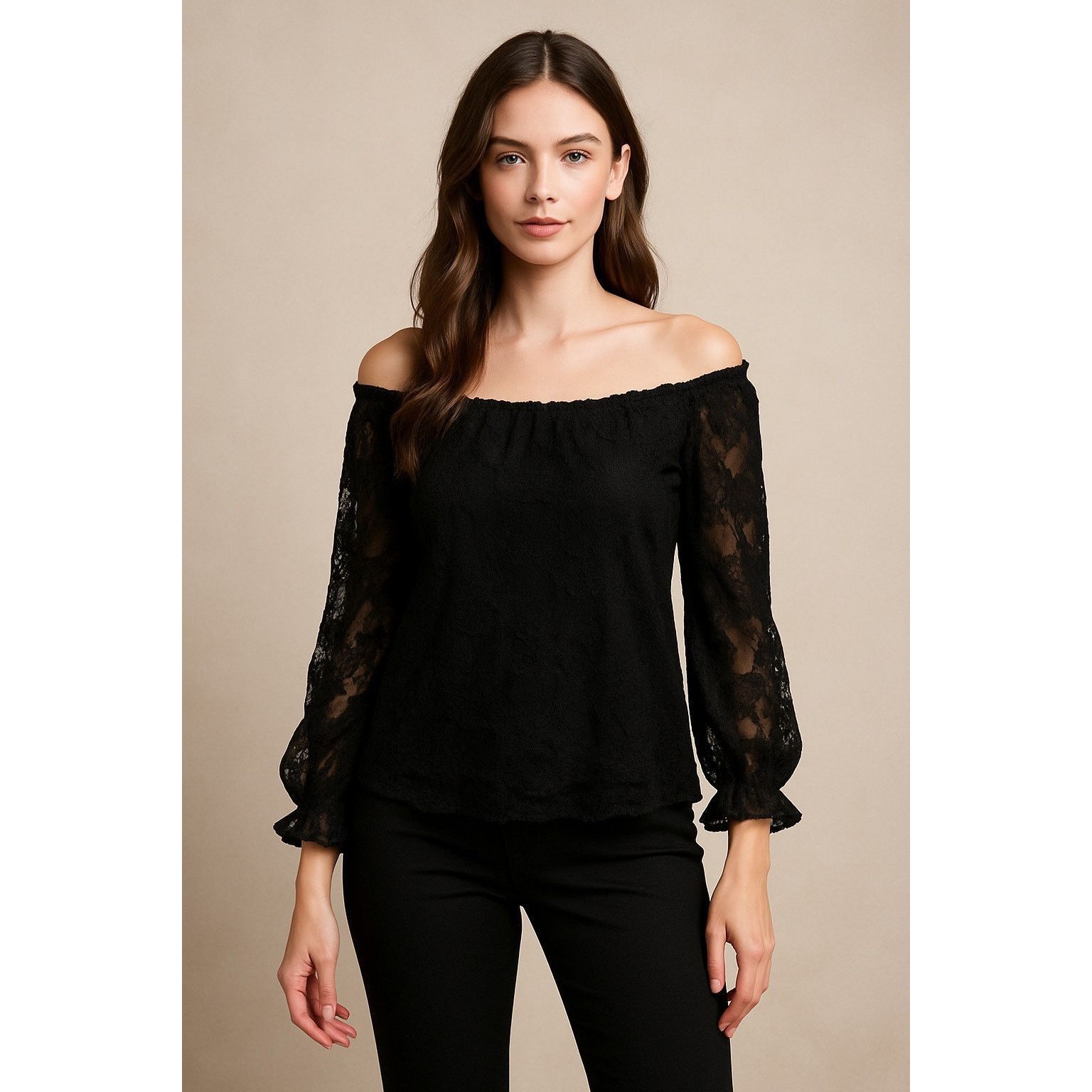 Other Devlin Black Lace Sheer Long Sleeve Blouse Medium Size M / US 6-8 / IT 42-44 - 1 Thumbnail