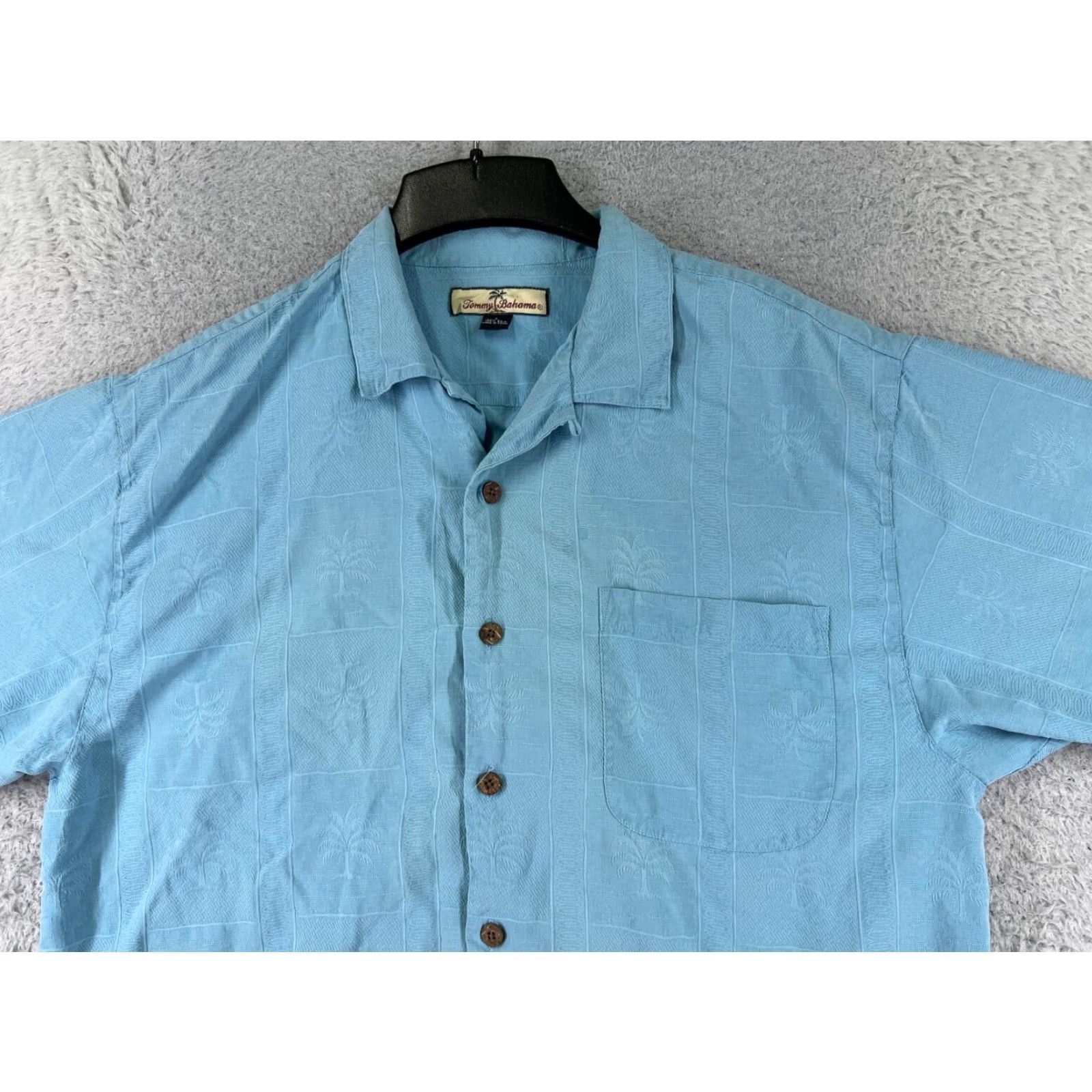 Tommy Bahama Tommy Bahama Shirt Geometric Palm Tree Pattern Men Large Blue 100% Silk READ Size US L / EU 52-54 / 3 - 4 Thumbnail