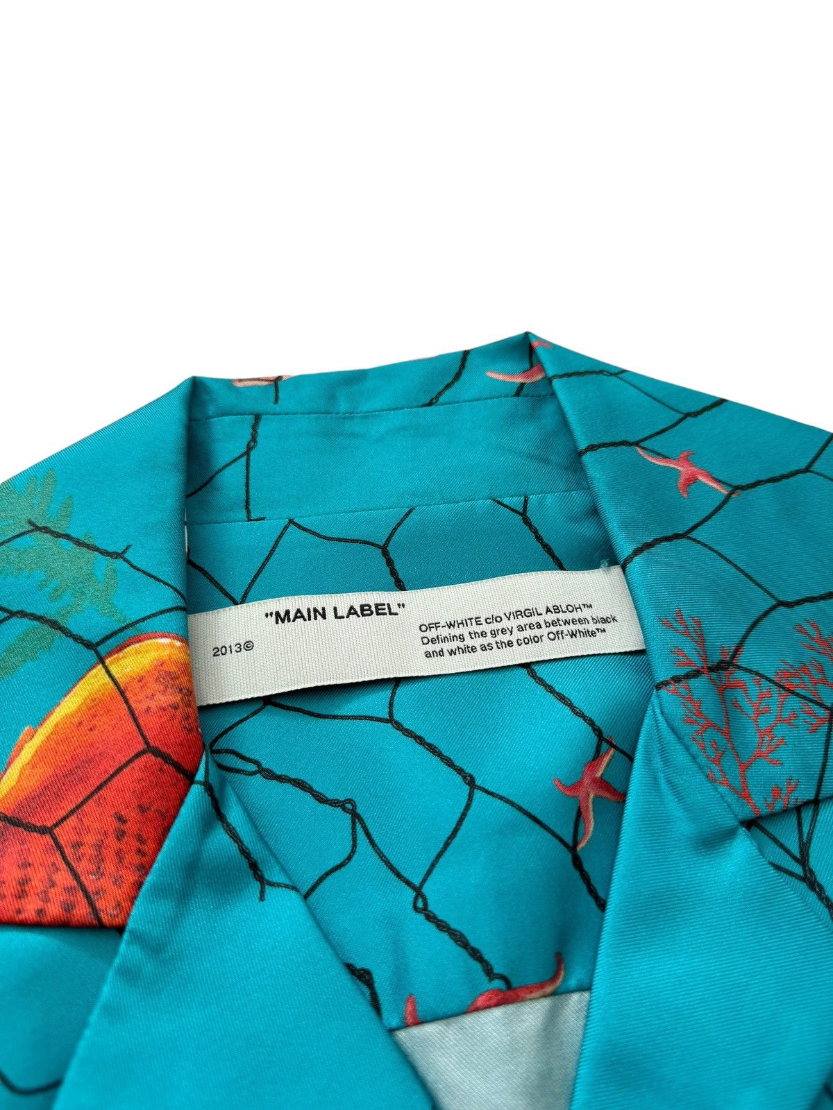 Off-White $1,200 Silk Fish Net Shirt Blue Size US L / EU 52-54 / 3 - 4 Thumbnail