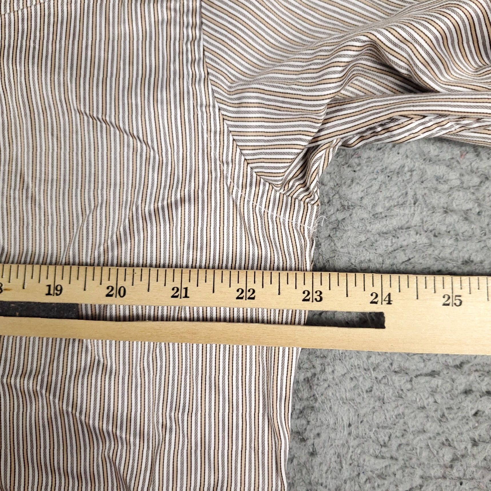 BUGATCHI Bugatchi Uomo Dress Shirt Mens 16.5 Beige Striped Long Sleeve Button Up Business Casual Size 42R - 5 Thumbnail