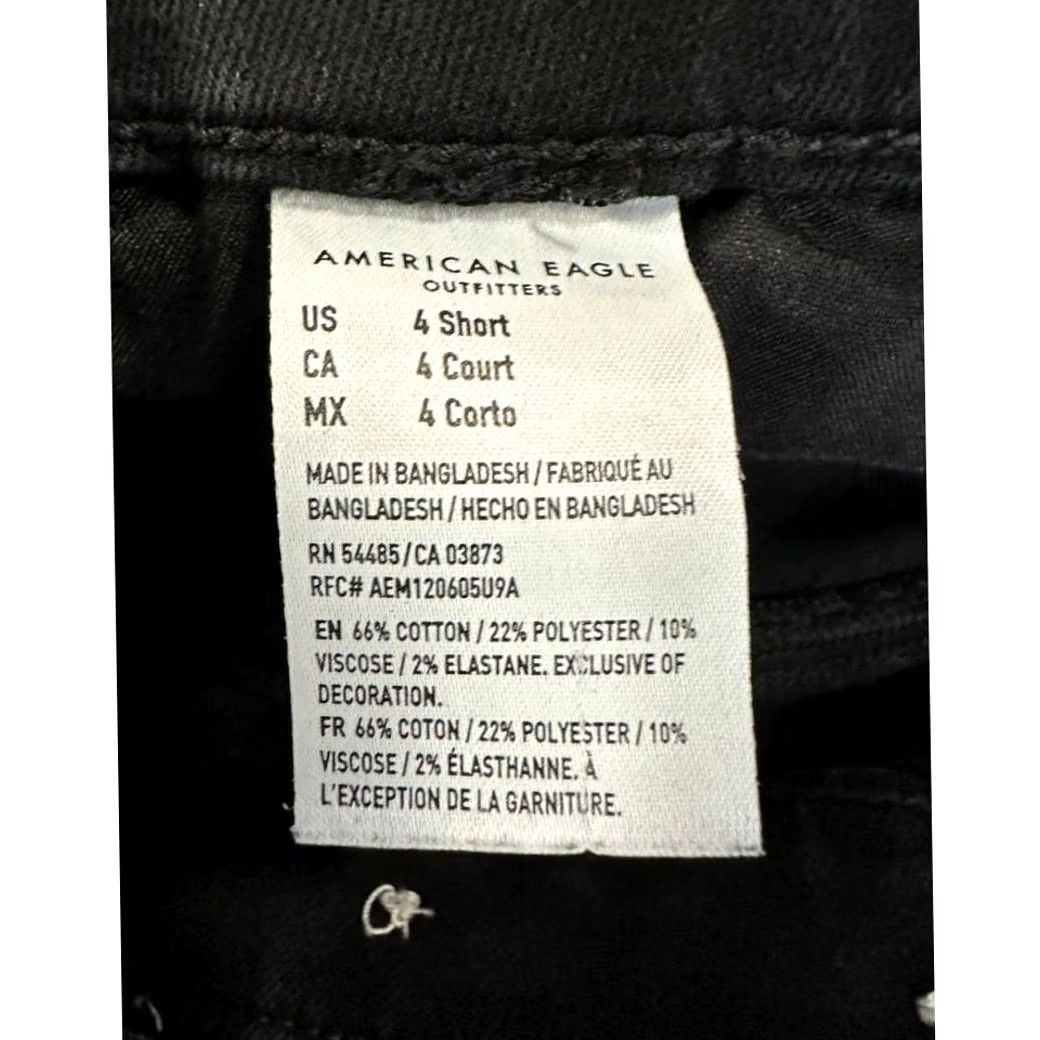 Vintage American Eagle Jeans Women 4 Short Black Distressed Skinny High Rise Ankle Denim Size 27" / US 4 / IT 40 - 5 Thumbnail