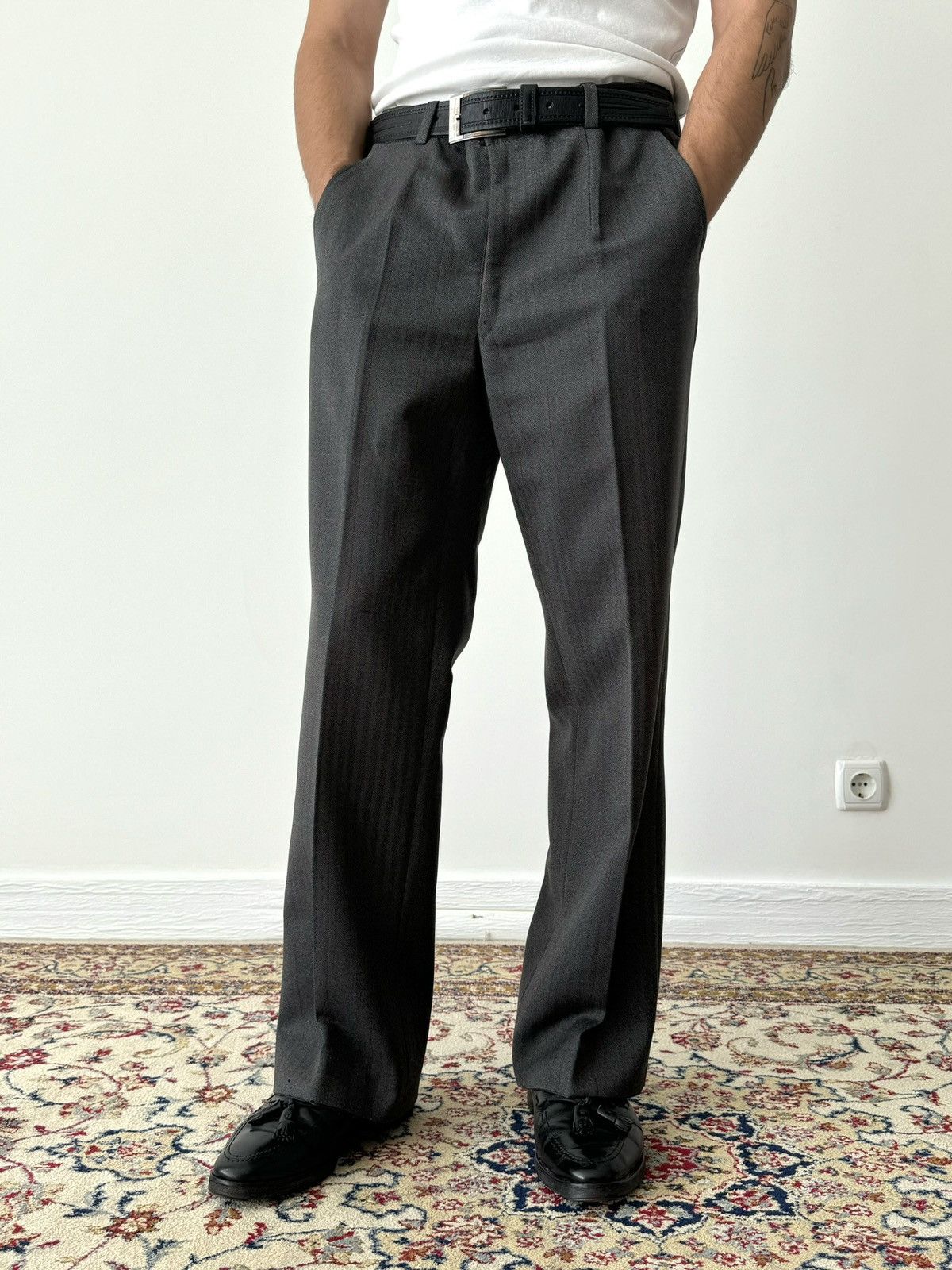Vintage 1960s Austrian Style Single Breasted HBT Two Button Suit Size 42R - 2 Thumbnail