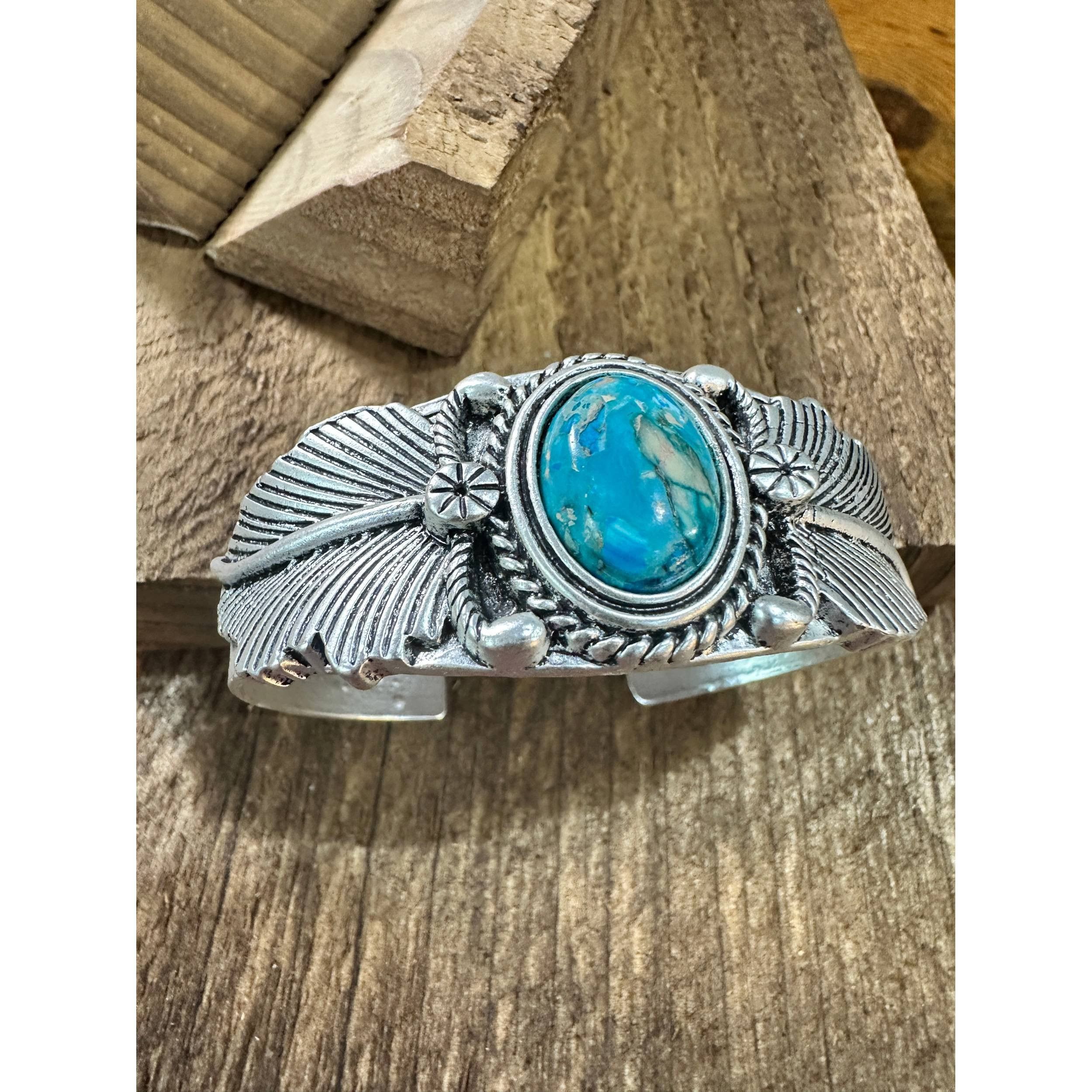 Other Turquoise Cuff Bracelet - Authentic Navajo Style, Boho Nativ Size ONE SIZE - 2 Thumbnail