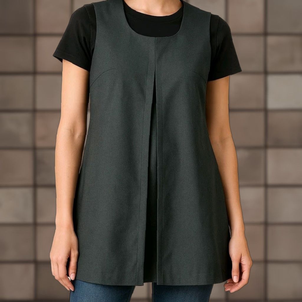 Olive VINTAGE CG Womens |L| Olive Green Smock Pleated Tunic US Army Issue Wool Blend Shirt Womens L Green 90s Size L / US 10 / IT 46 - 1 Thumbnail