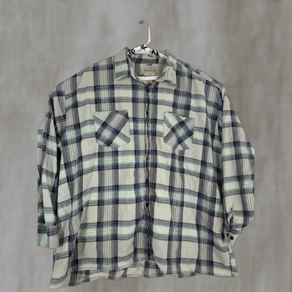 Vintage VINTAGE Saugatuck Mens 3XL Cotton Blue Plaid Flannel Button Up Shirt Size US XXL / EU 58 / 5 - 1 Thumbnail