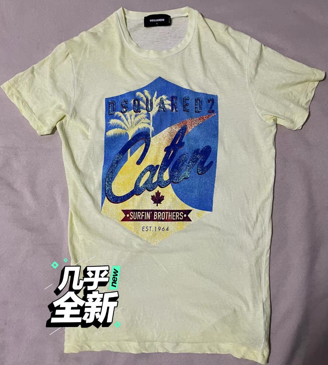 Dsquared2 DSQUARED2 Light Yellow Short Sleeve T-shirt, Q4 Size US L / EU 52-54 / 3 - 1 Thumbnail
