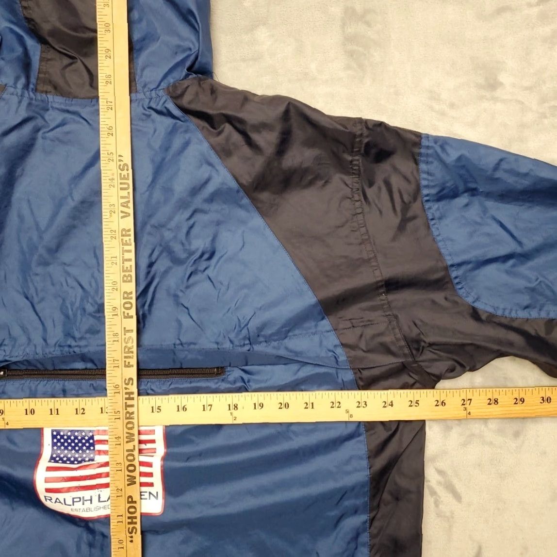 Ralph Lauren VINTAGE Chaps Ralph Lauren Windbreaker Jacket Hooded Mens Nylon Blue Black American Flag Size M Size US M / EU 48-50 / 2 - 5 Thumbnail