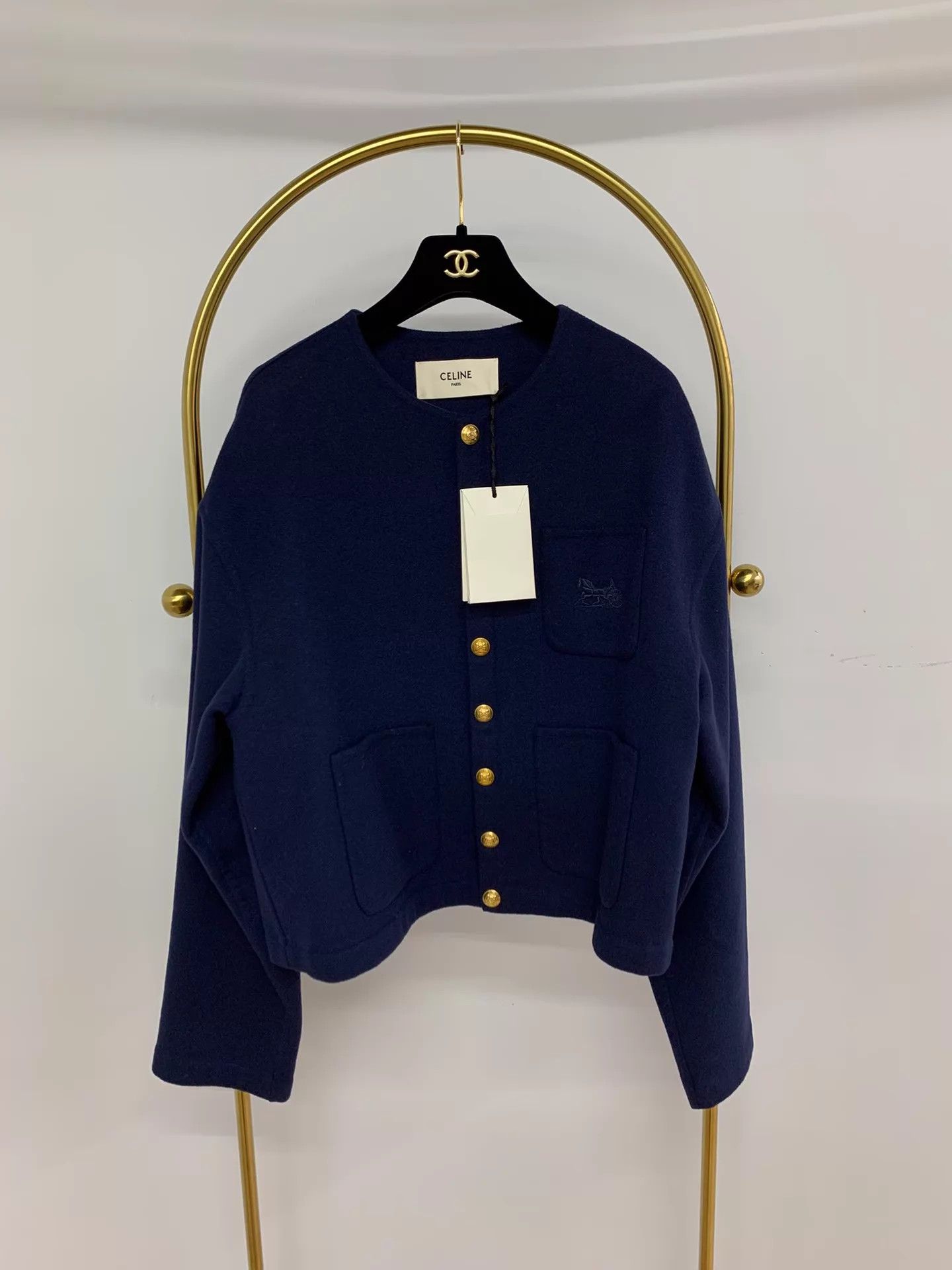 Celine Celine Blue Gold Button Wool Coat Size 36 Unused Size XS / US 0-2 / IT 36-38 - 1 Thumbnail