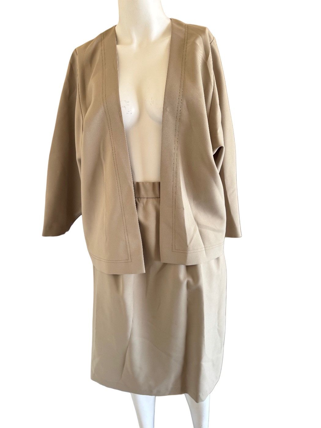 Vintage Women’s vintage 90s khaki 2 piece set S-M blazer midi pencil Size 30" / US 8 / IT 44 - 1 Thumbnail