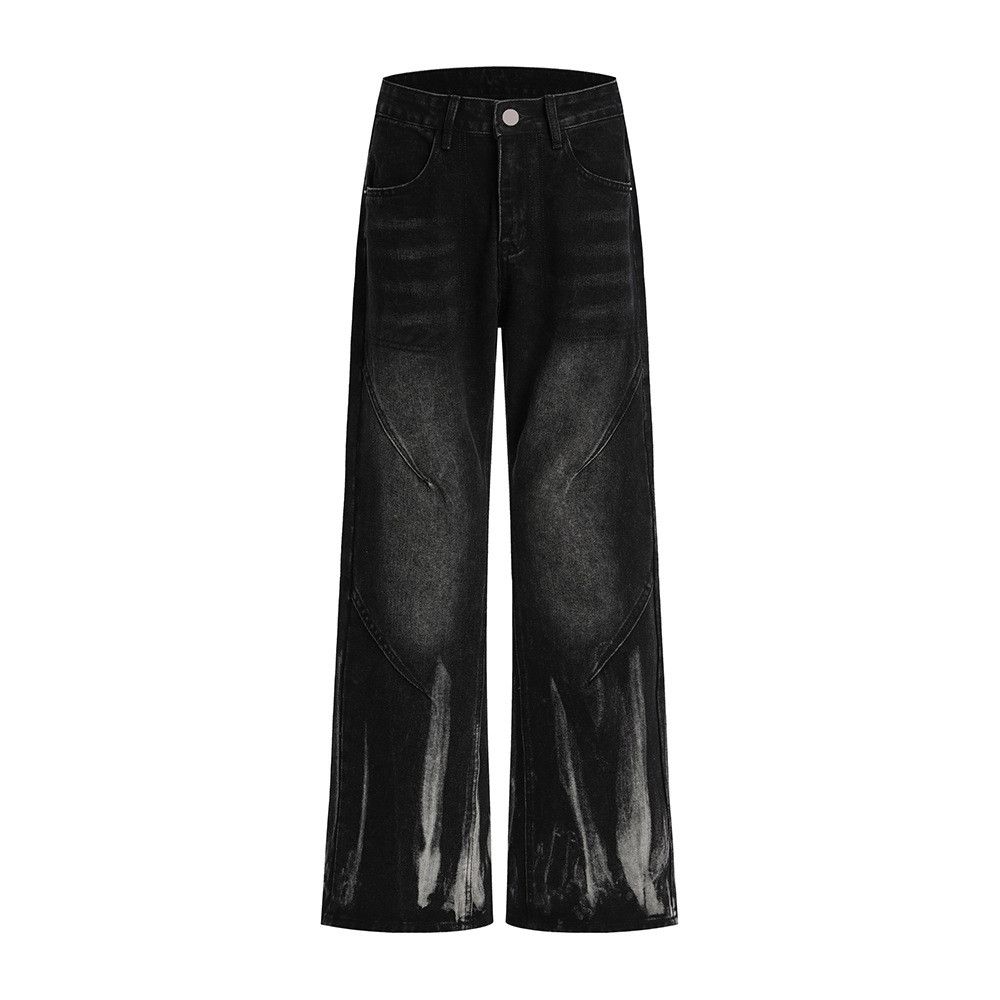 Japanese Brand Men's hip-hop trend casual ink-splashed loose wide-leg jeans Size US 32 / EU 48 - 1 Thumbnail
