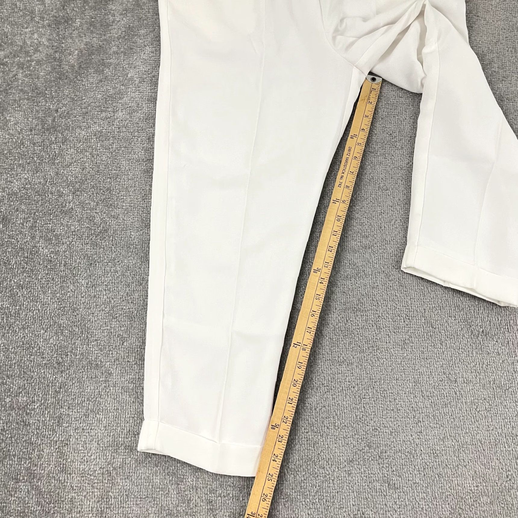 Vintage Camilyn Beth Pants Womens Large 25" Crop Crepe White Pull On Old Money Trouser Size 36" / US 14 / IT 50 - 4 Thumbnail