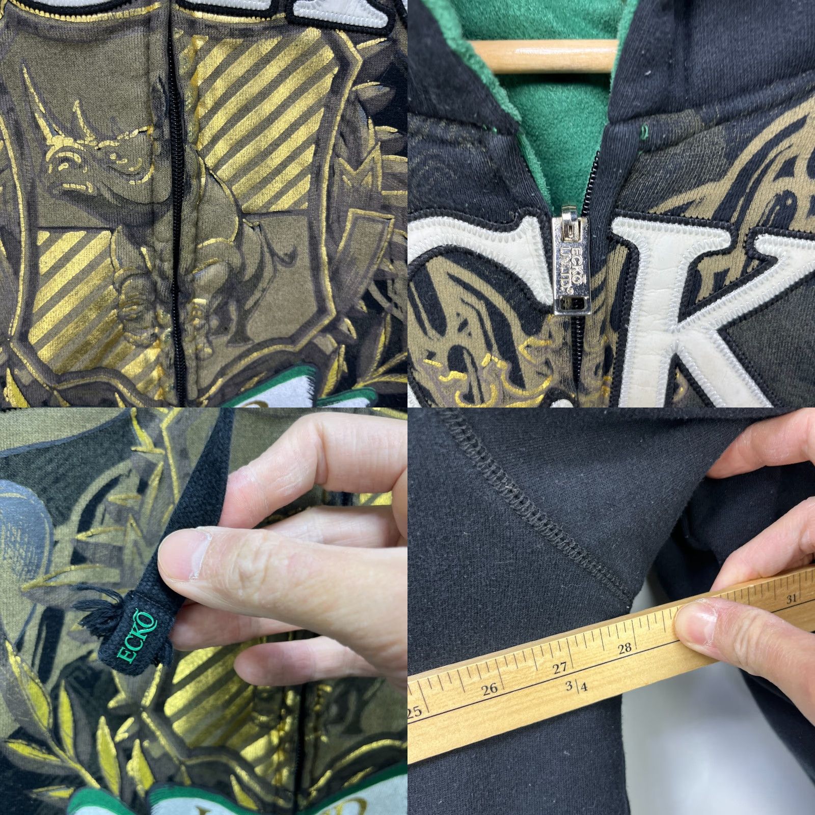 Vintage VINTAGE Ecko Unltd Hoodie 2XL Black Green Crest Zip Up Mens Hoodie Size US XXL / EU 58 / 5 - 8 Thumbnail