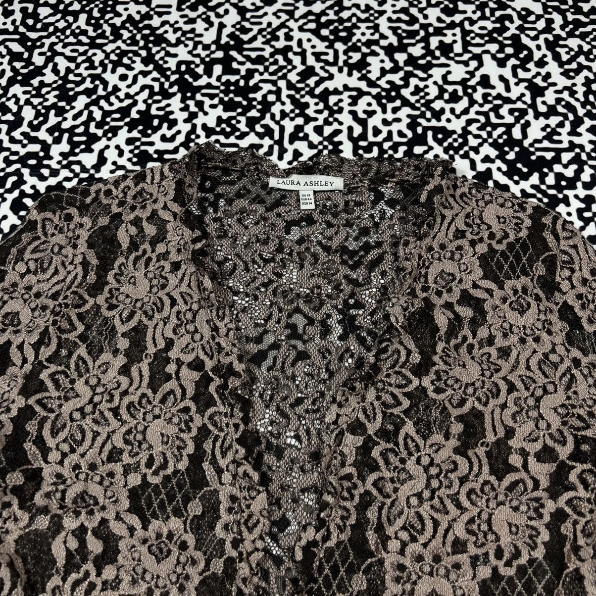 Laura Ashley Vintage Y2K Laura Ashley Floral Mesh Retro Sexy Catdigan Size XL / US 12-14 / IT 48-50 - 7 Thumbnail