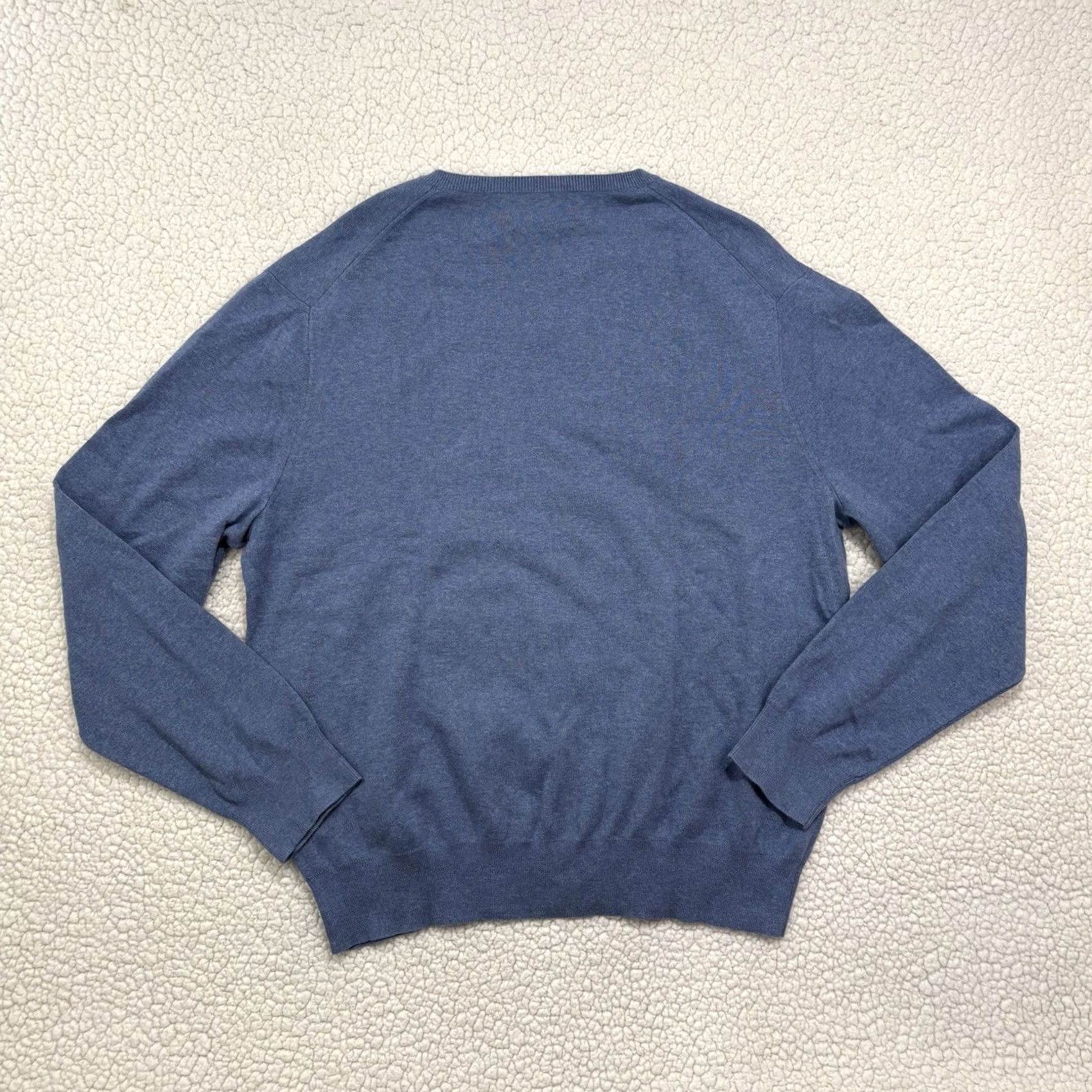 Ralph Lauren VINTAGE Ralph Lauren Polo Mens XL V-Neck Sweater Blue Pima Cotton Knit Red Pony Size US XL / EU 56 / 4 - 3 Thumbnail