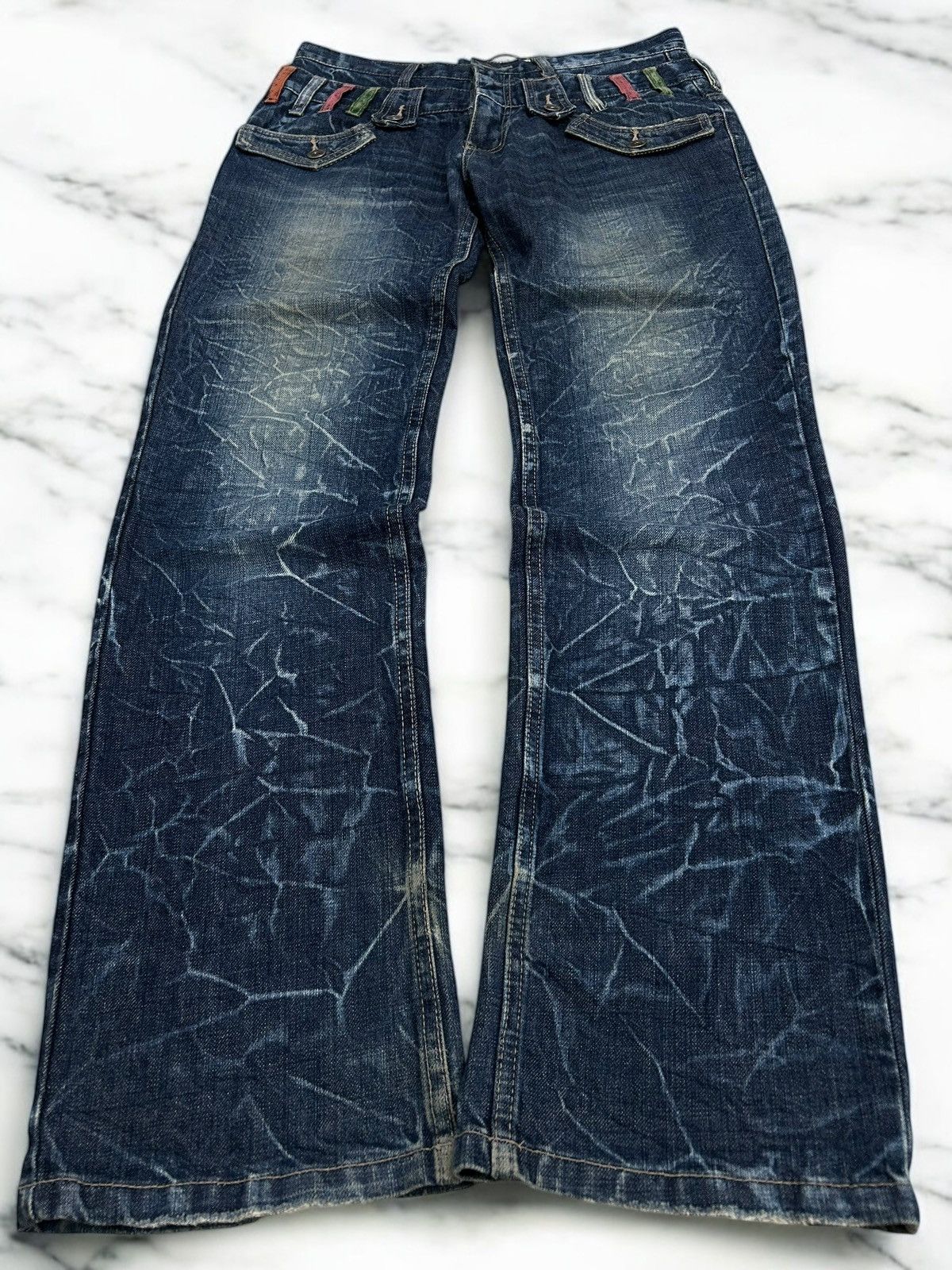 Le Grande Bleu (L.G.B.) Antfui Jeans Double Waist Clawn Marks Honeycombs Junya Size US 31 - 1 Thumbnail
