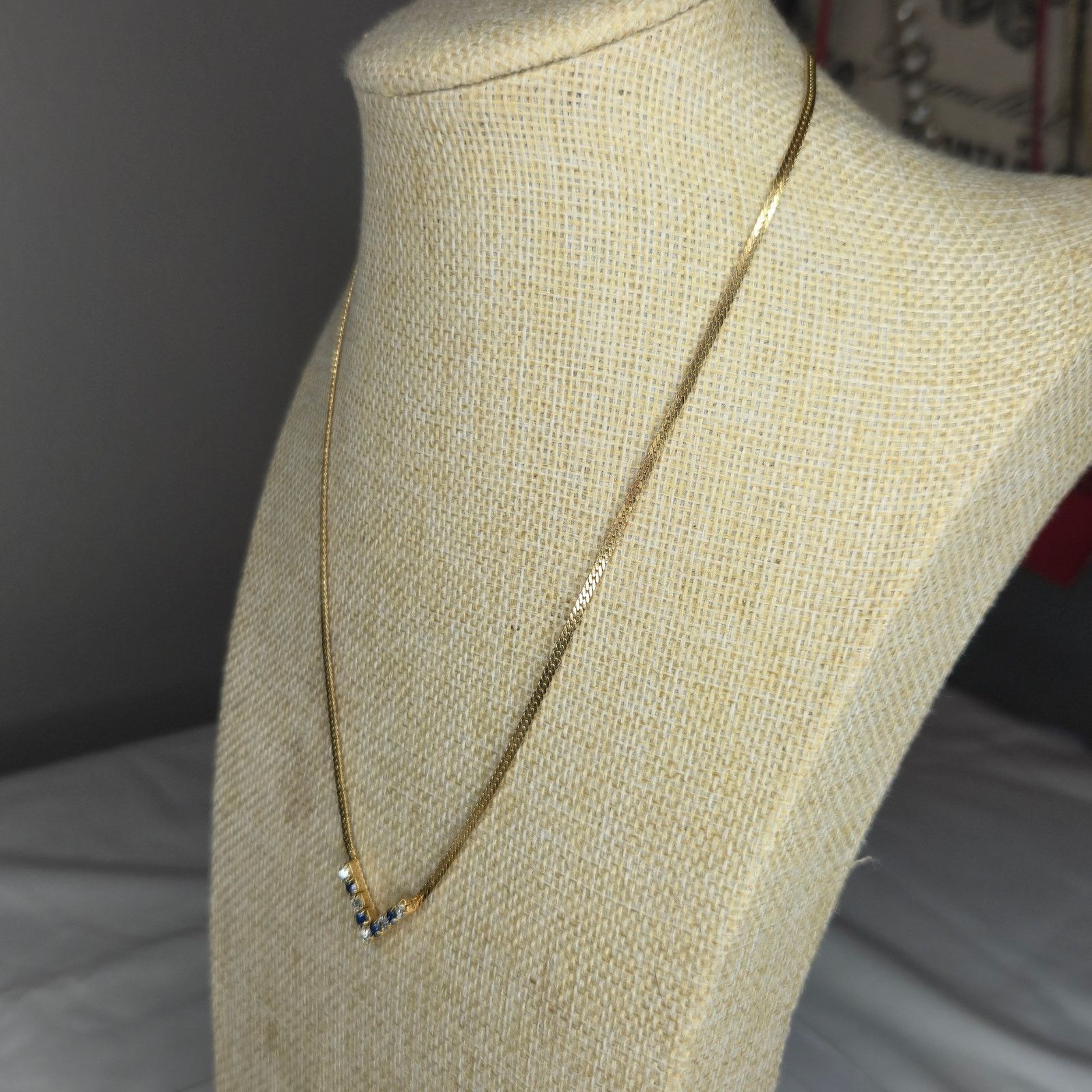 Vintage Vintage Gold Tone Flat Chain Necklaces Faux Sapphire & Ruby Size ONE SIZE - 8 Thumbnail