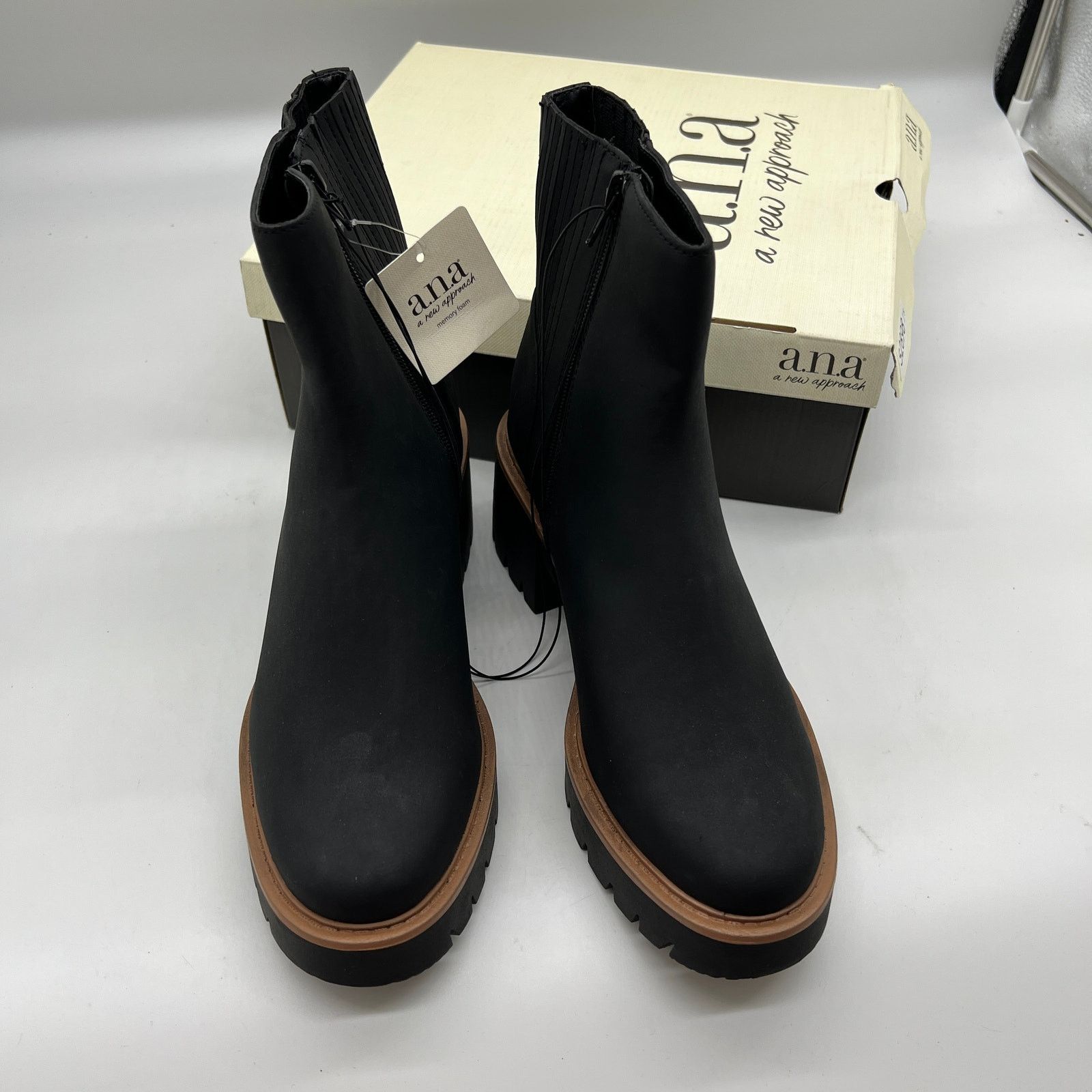 Other a.n.a. Women's 9.5M Black Ankle Boots Platform Lug Size US 9.5 / IT 39.5 - 1 Thumbnail