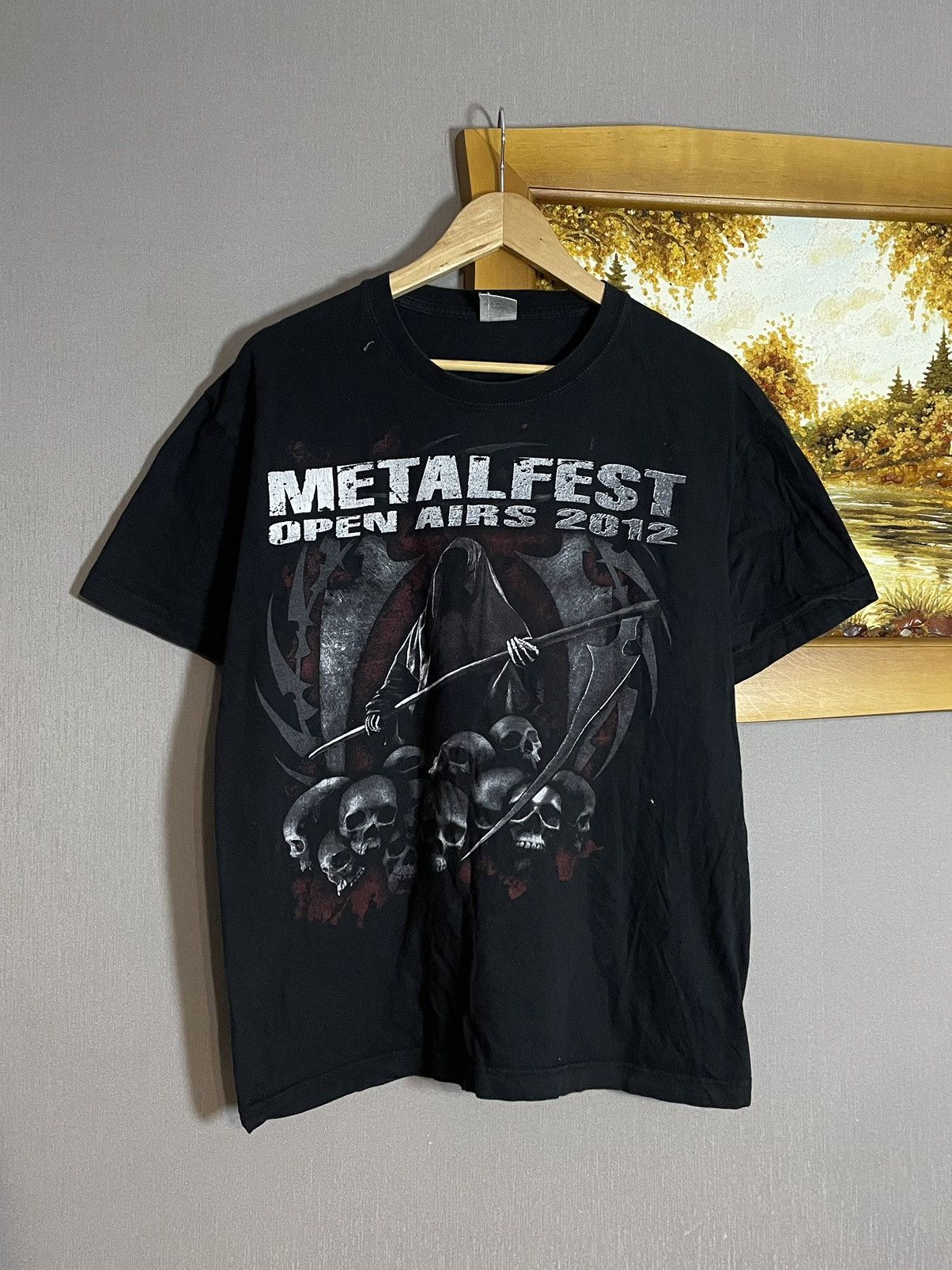 Band Tees × Vintage Vintage 2012 Metalfest Open Air Skull Tribal T-shirt Size US XL / EU 56 / 4 - 1 Thumbnail