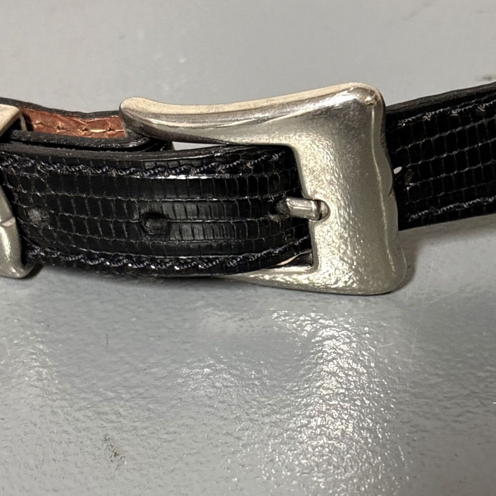 PT Torino Torino Black Lizard Leather Belt Sz 40 USA Johnston Murphy Designer Italian Luxury Size 40 - 2 Thumbnail