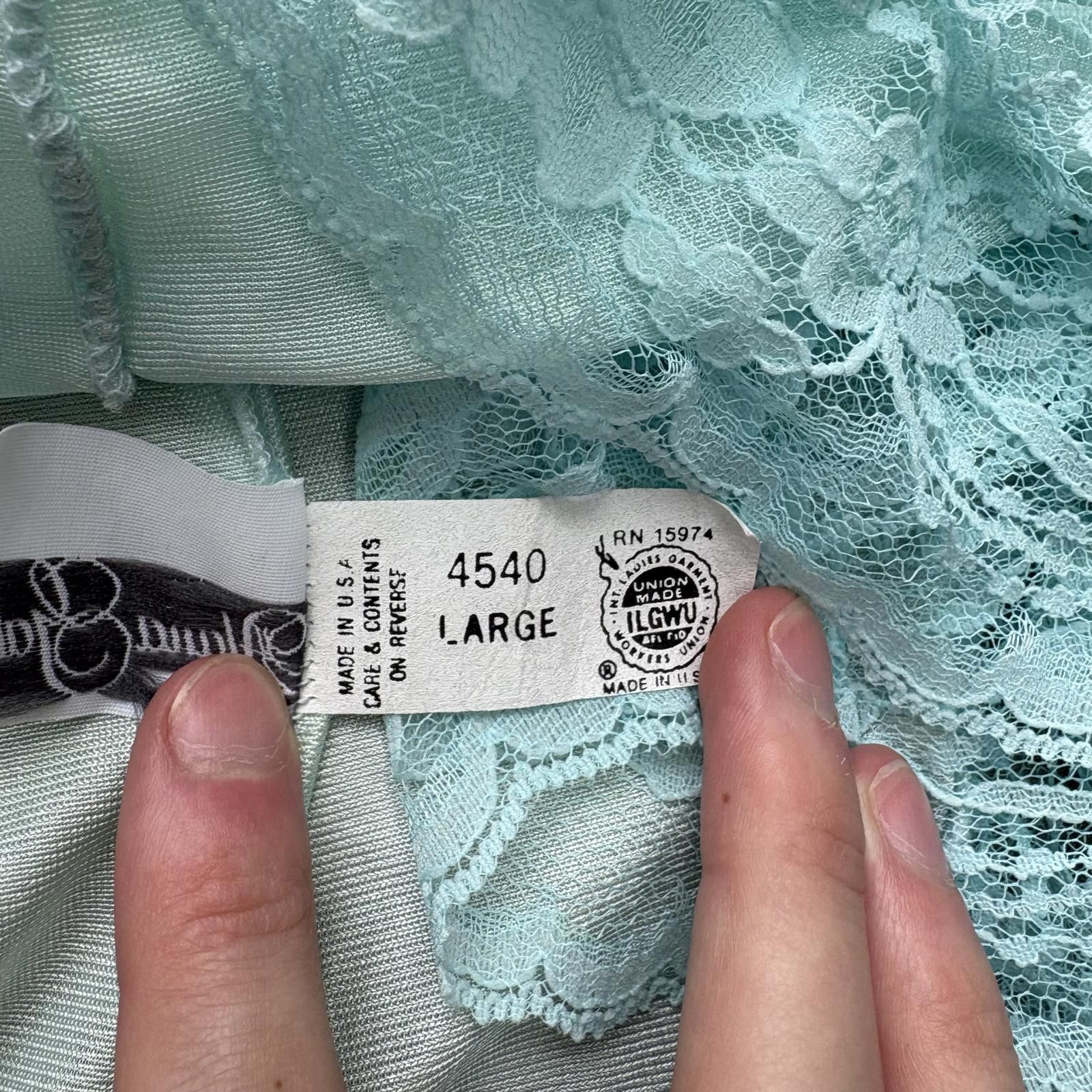 Vintage Vintage 70s Blue Floral Lace Trim Sheer Pearls Lingerie Top Size L / US 10 / IT 46 - 5 Thumbnail