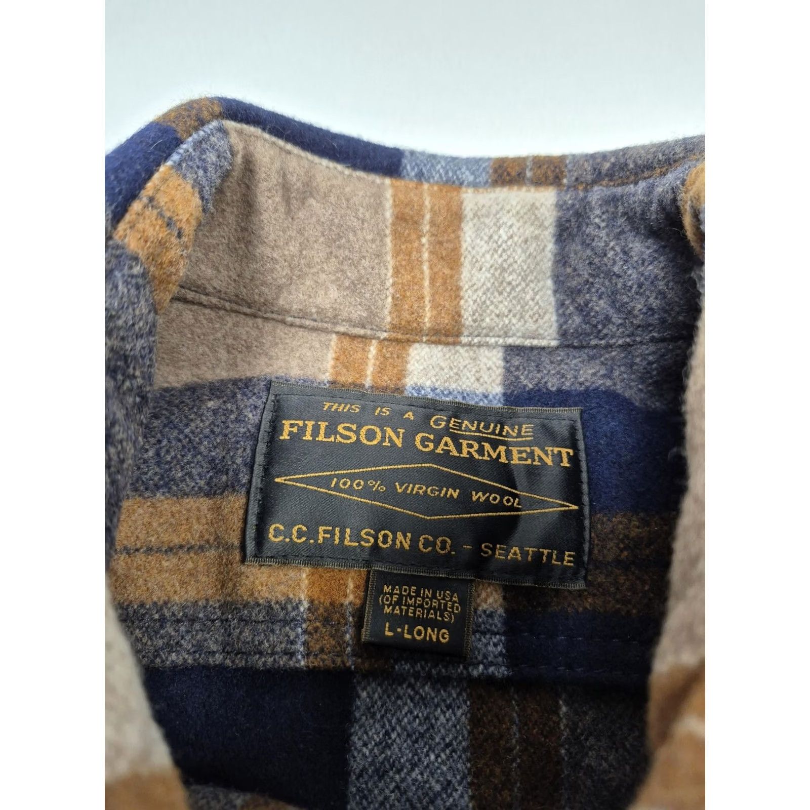 Filson VINTAGE Filson Wool Jac-Shirt LT Navy/Bronze Workwear Limited Edition Shirt Mens LT Heavyweight Flannel Plaid Size US L / EU 52-54 / 3 - 3 Thumbnail