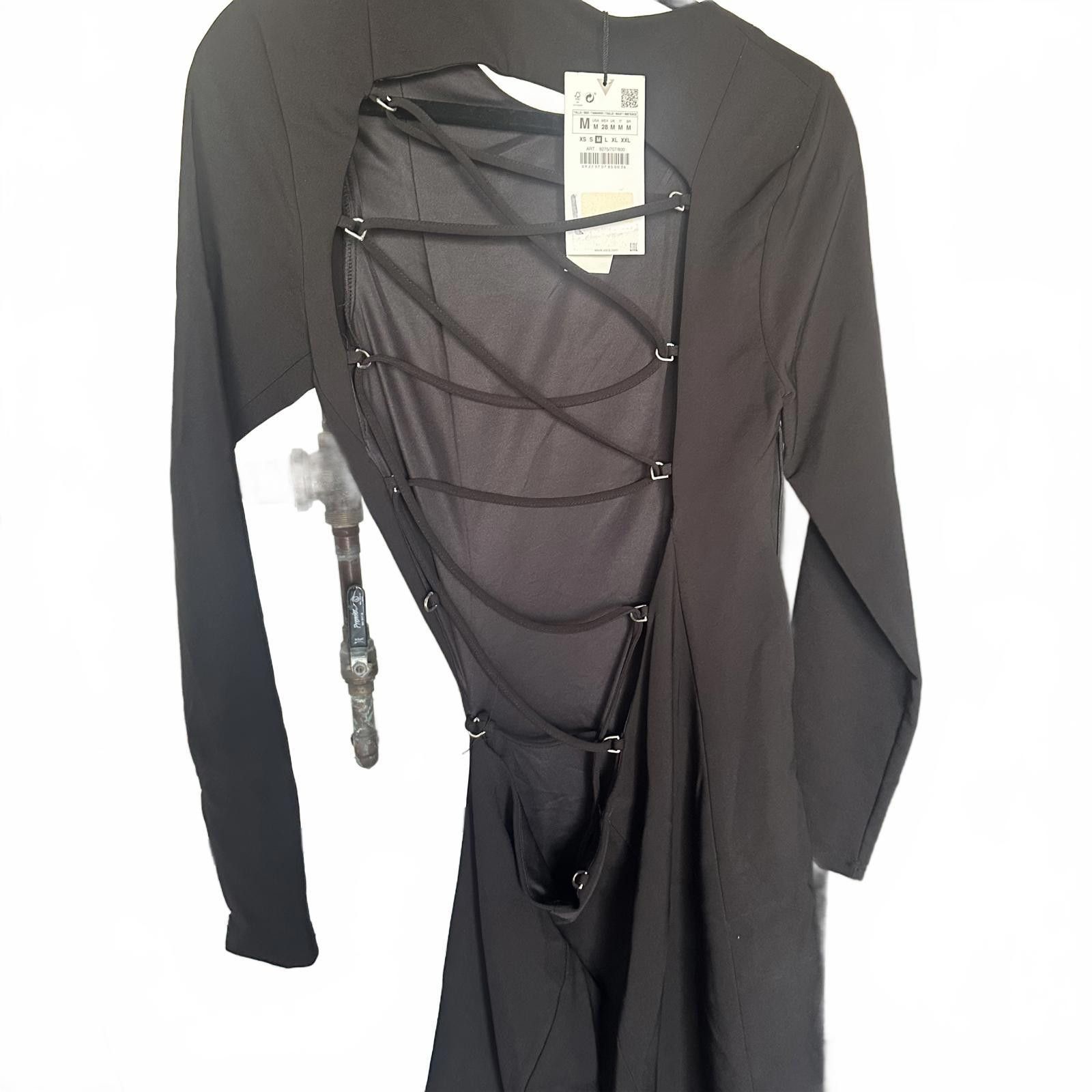 Zara Zara NWT Black Long Sleeve Dress with Unique Back Detail Size M / US 6-8 / IT 42-44 - 2 Thumbnail