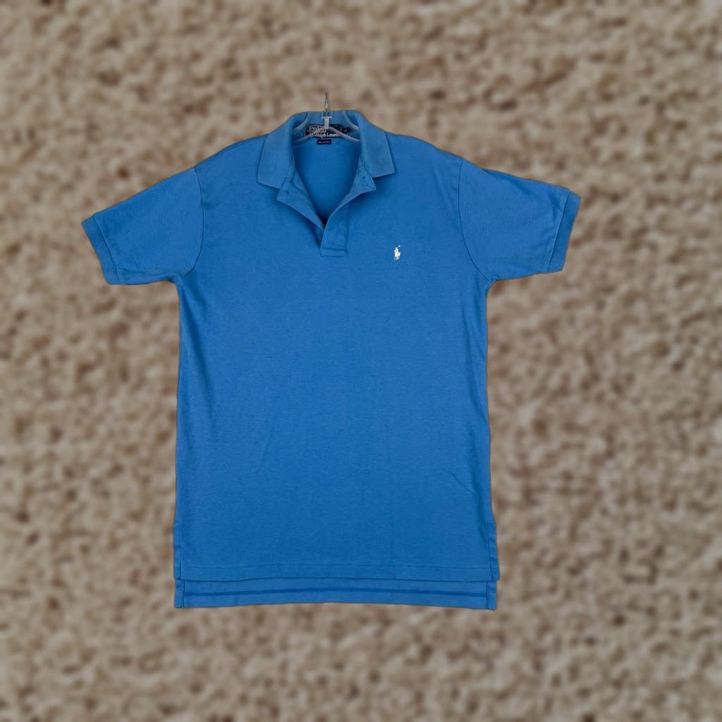 Ralph Lauren VINTAGE Ralph Lauren Polo Shirt Men Blue 100% Cotton Short Sleeve Adult Medium Polo Shirt 100% Cotton Blue Mens Slim Modern American Sports Polo Size US M / EU 48-50 / 2 - 1 Thumbnail