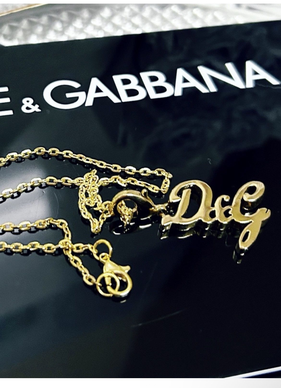 Dolce & Gabbana Authentic Dolce & Gabbana RARE Gold Cursive Logo DG Necklace Size ONE SIZE - 2 Thumbnail